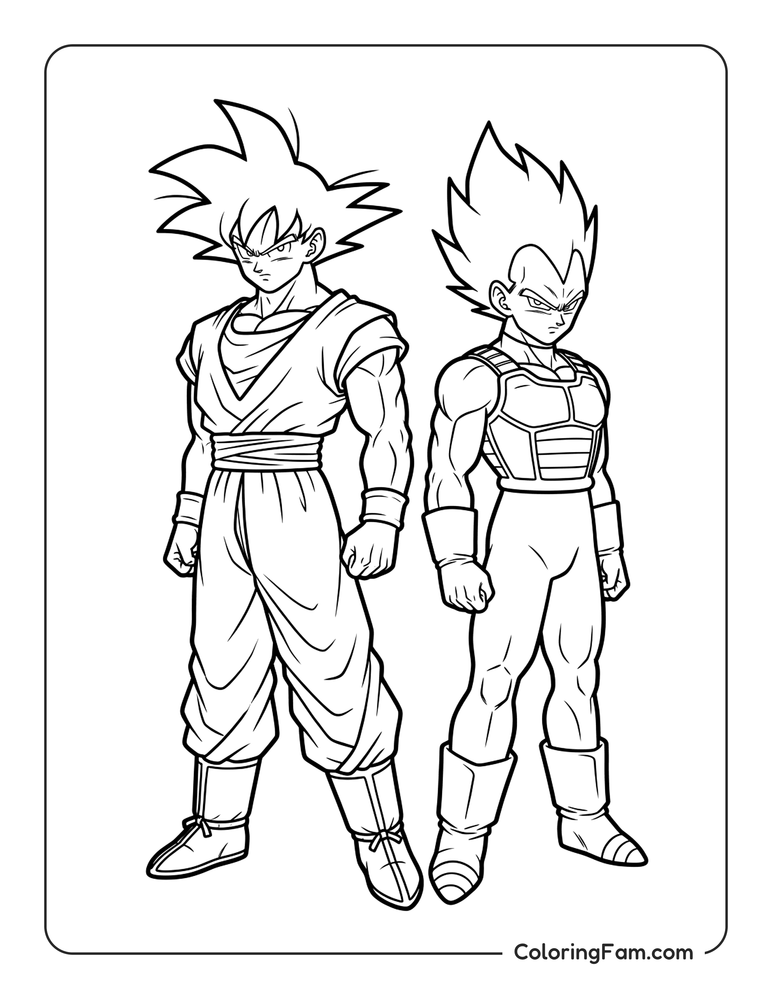 Goku Vegeta Standing coloring page