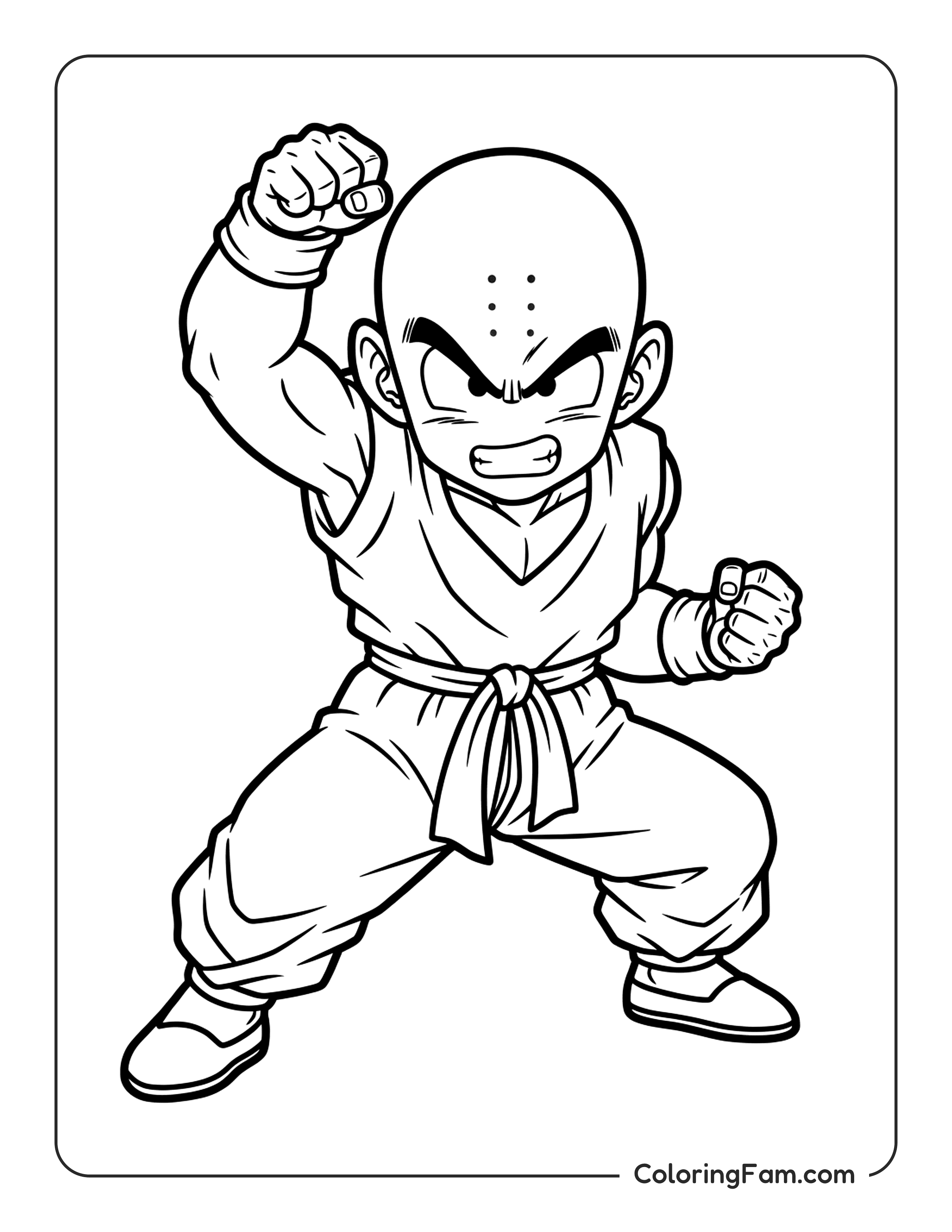 Krillin Fighting Pose coloring page
