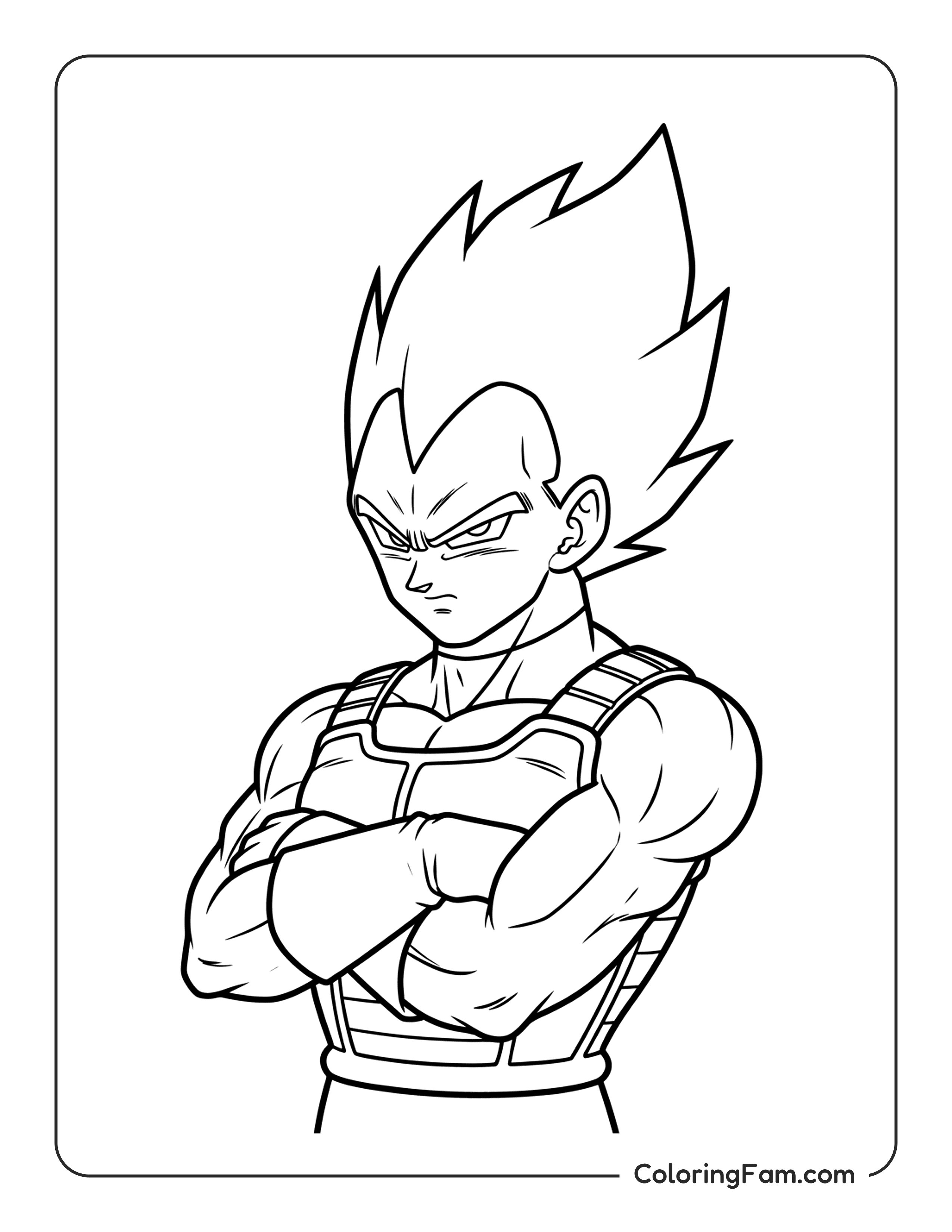 Vegeta Crossing Arms coloring page