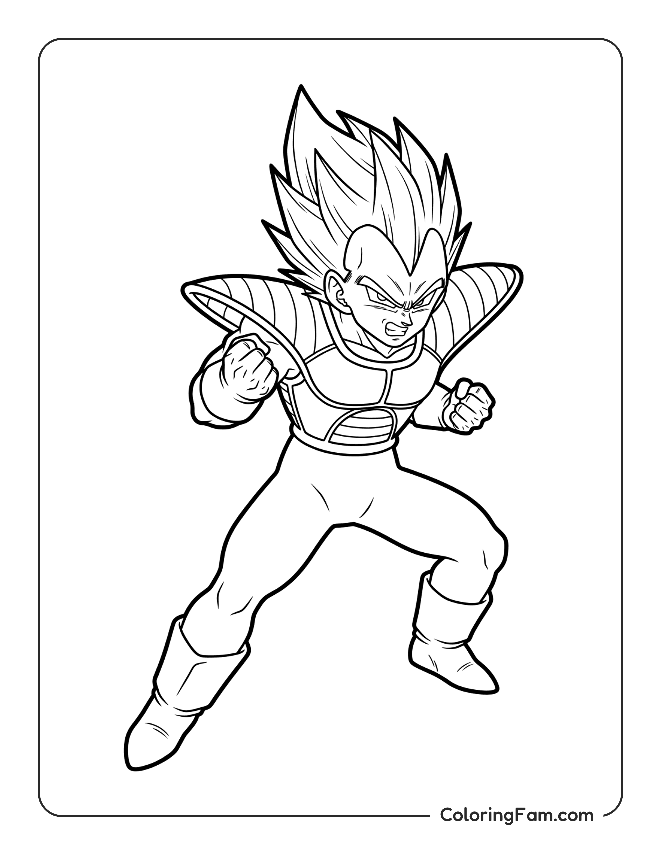 Vegeta Ready To Fight coloring page