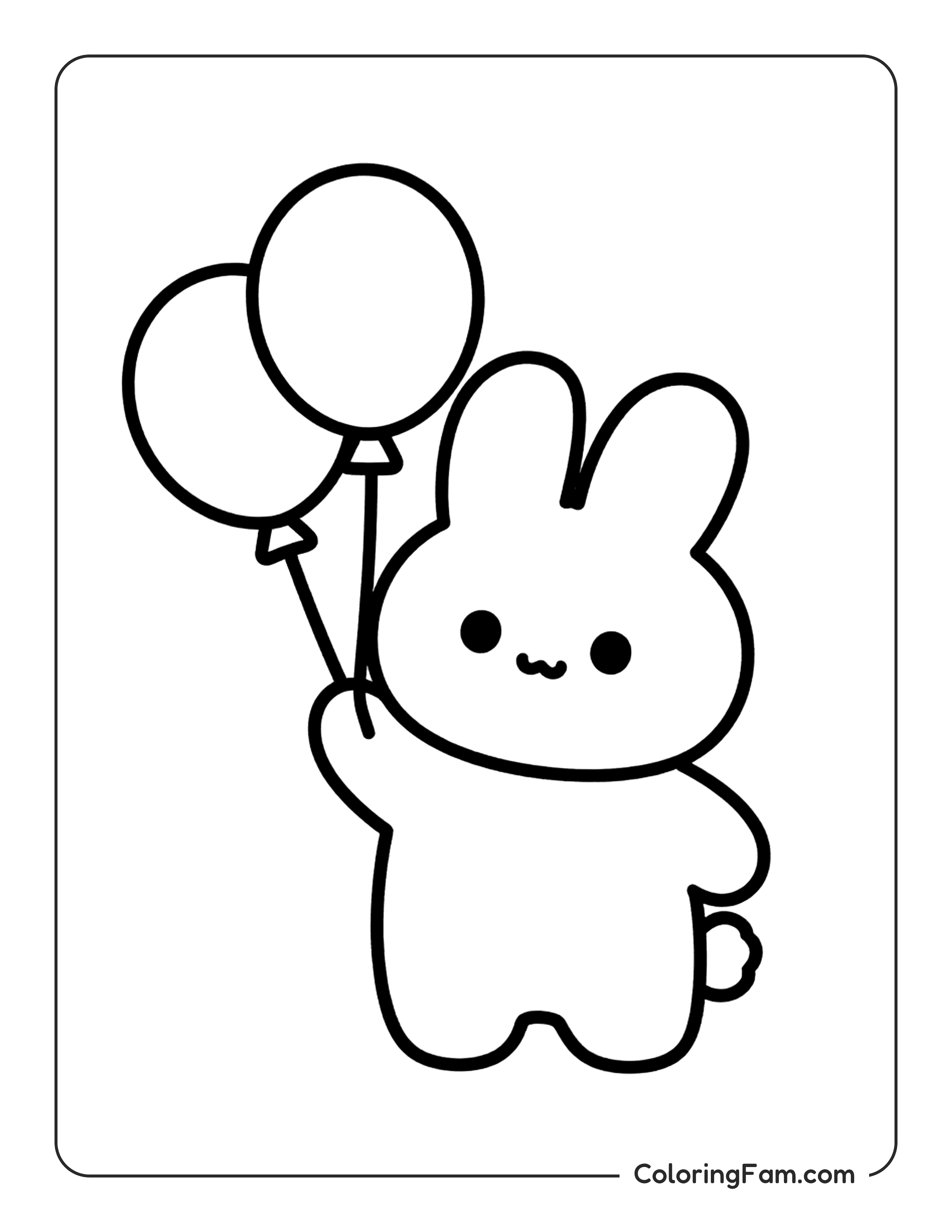 Bunny Holding Birthday Balloons coloring page