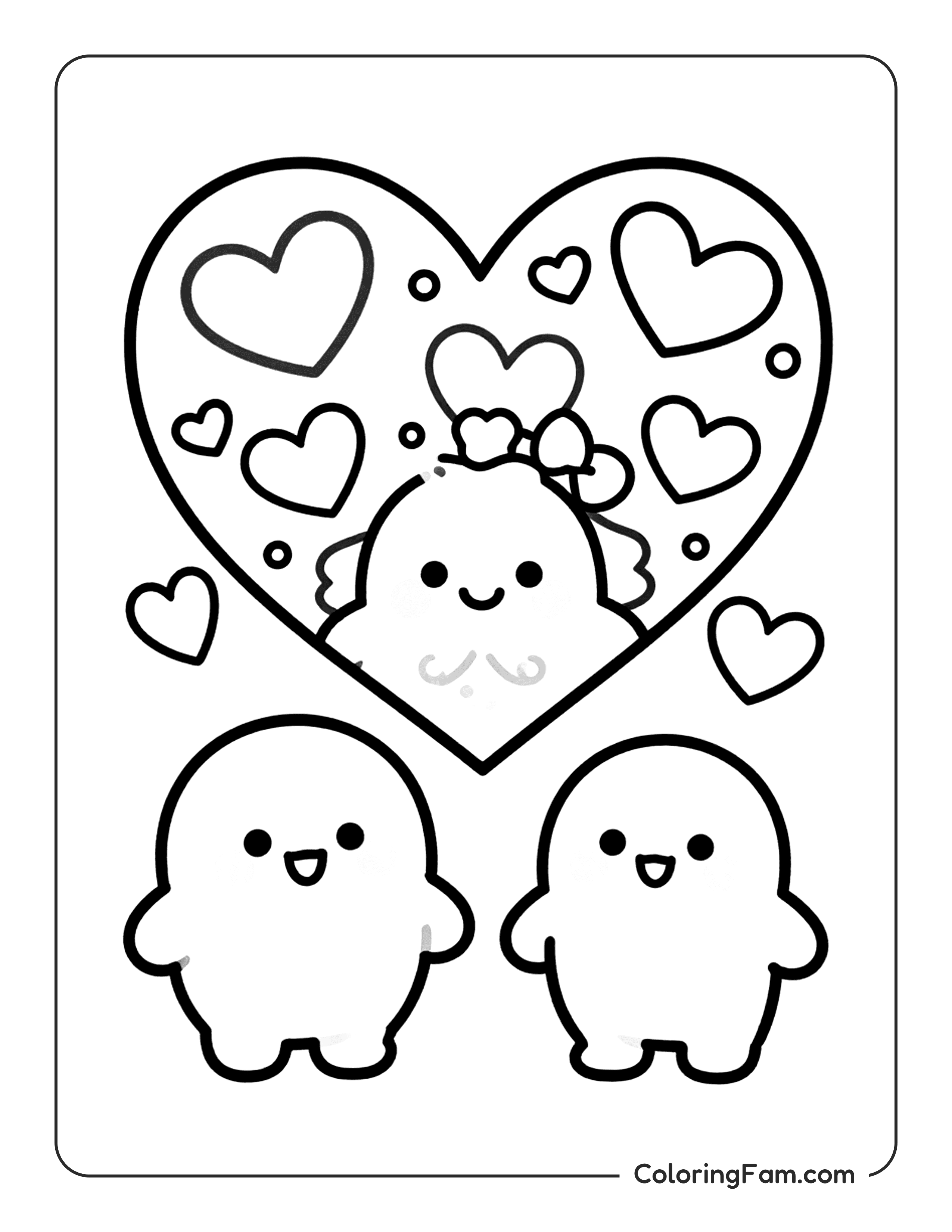 Blob With Hearts coloring page