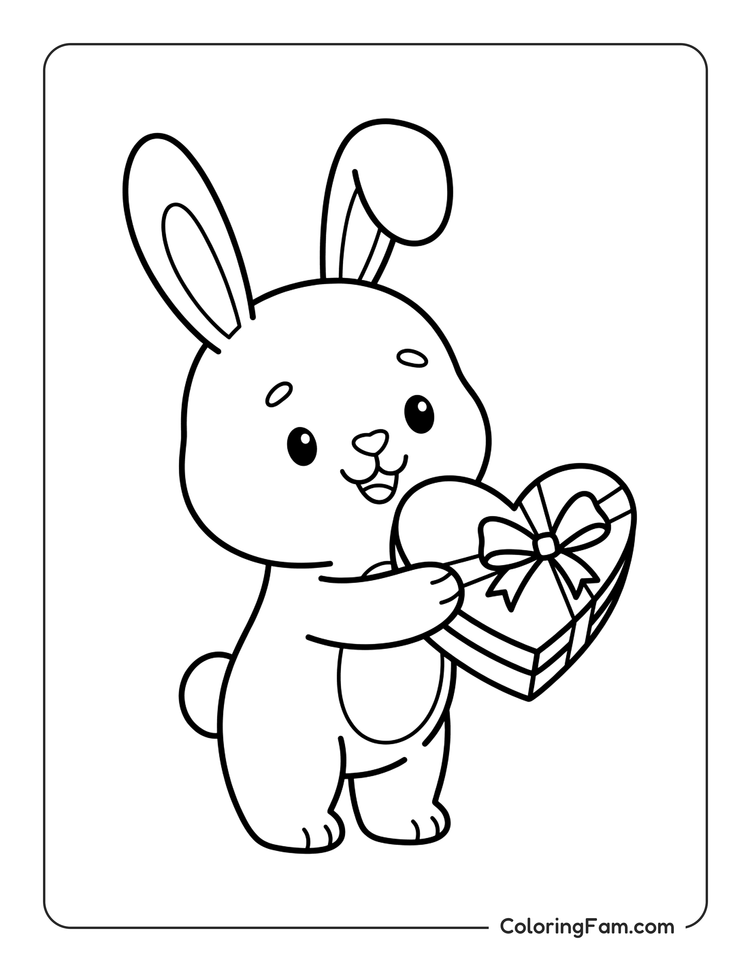 Bunny Holding Heart Box coloring page