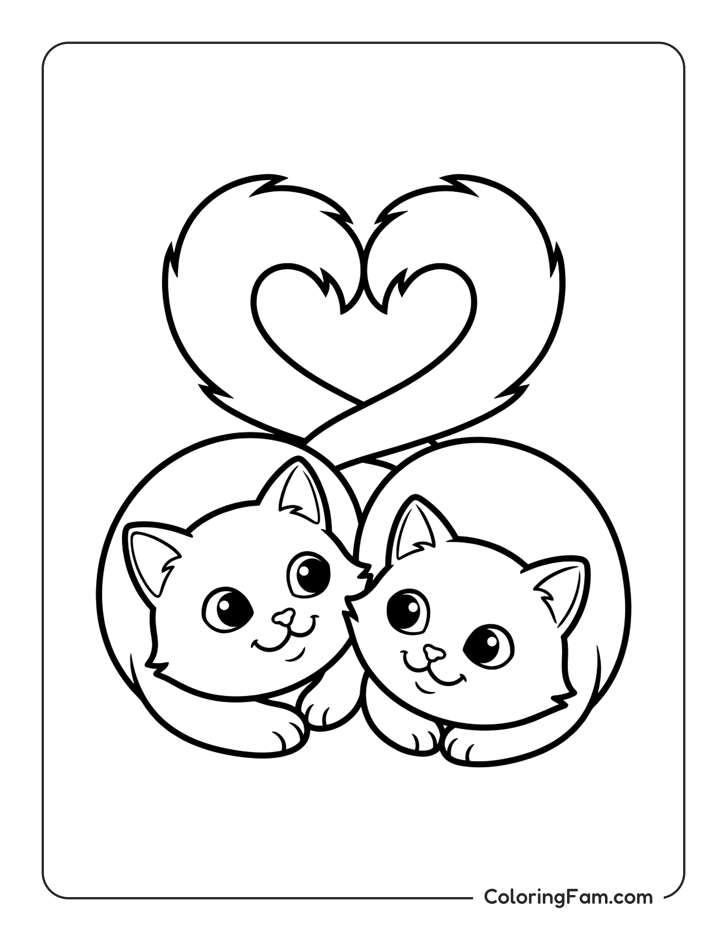 Cats Heart Shaped Tails coloring page