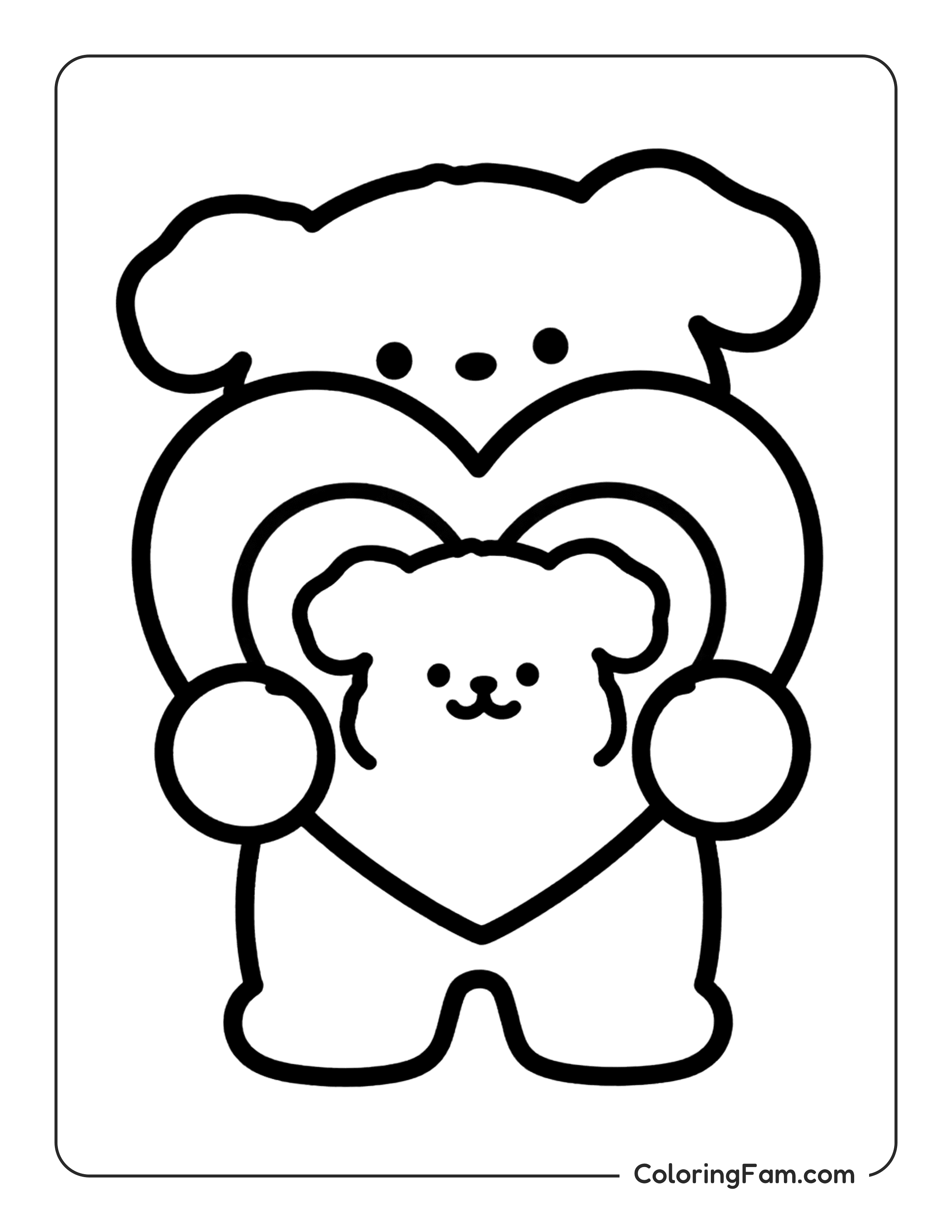 Dog Holding Heart coloring page