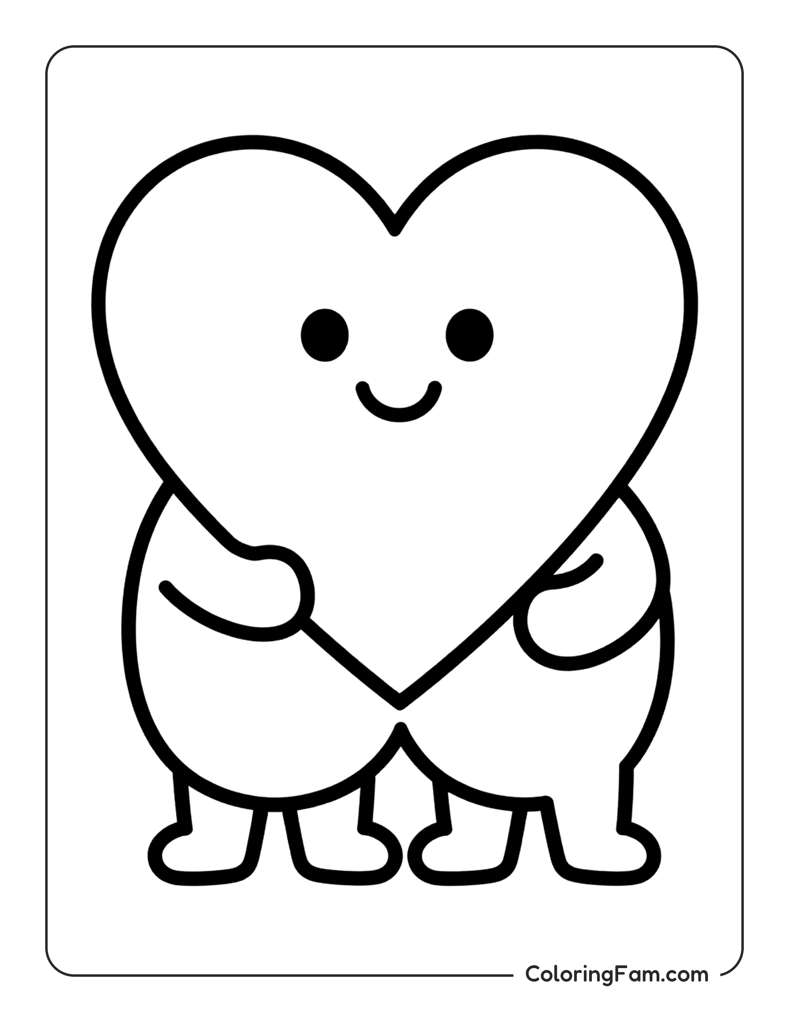 Heart Character Standing coloring page
