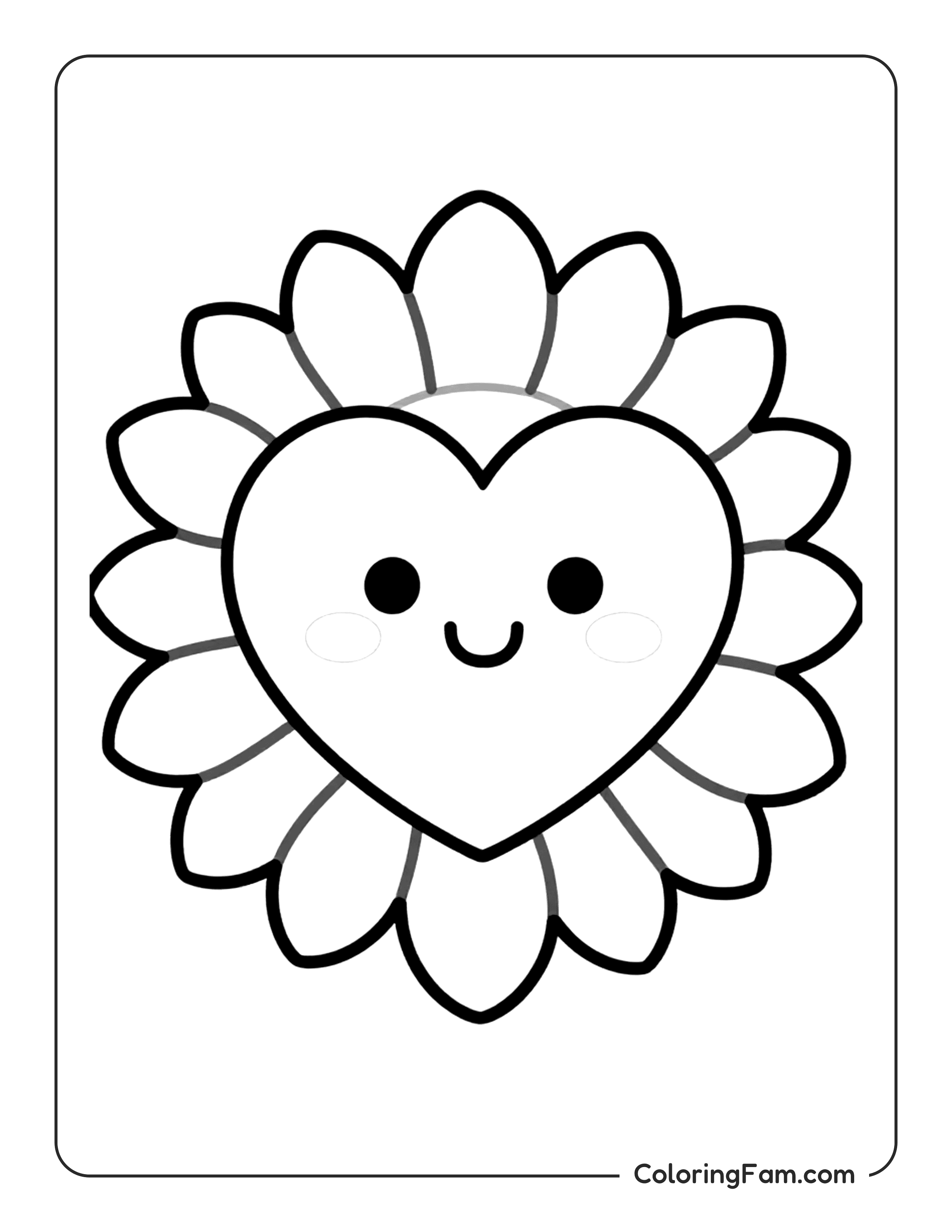 Heart Flower Smiling coloring page