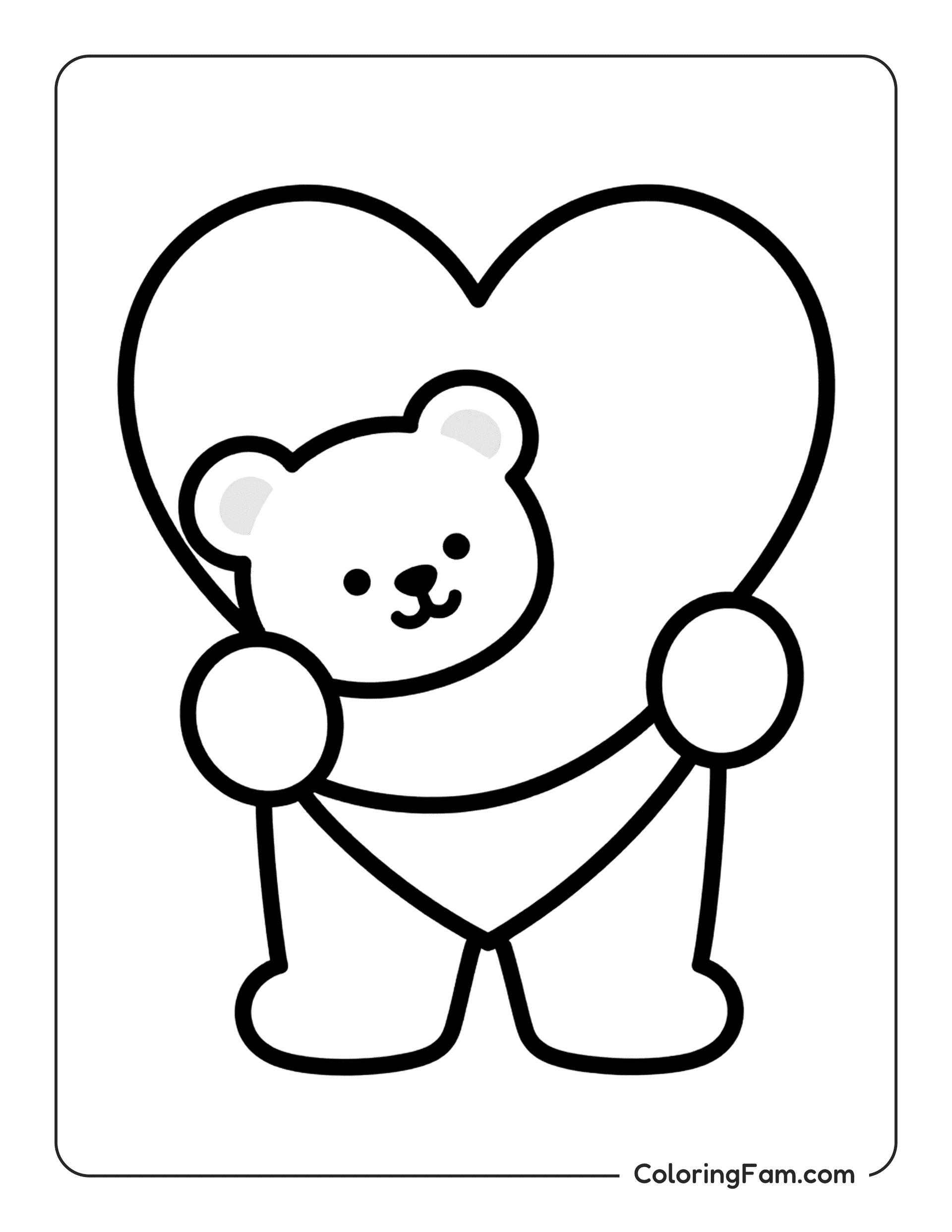 Heart Held By Bear coloring page