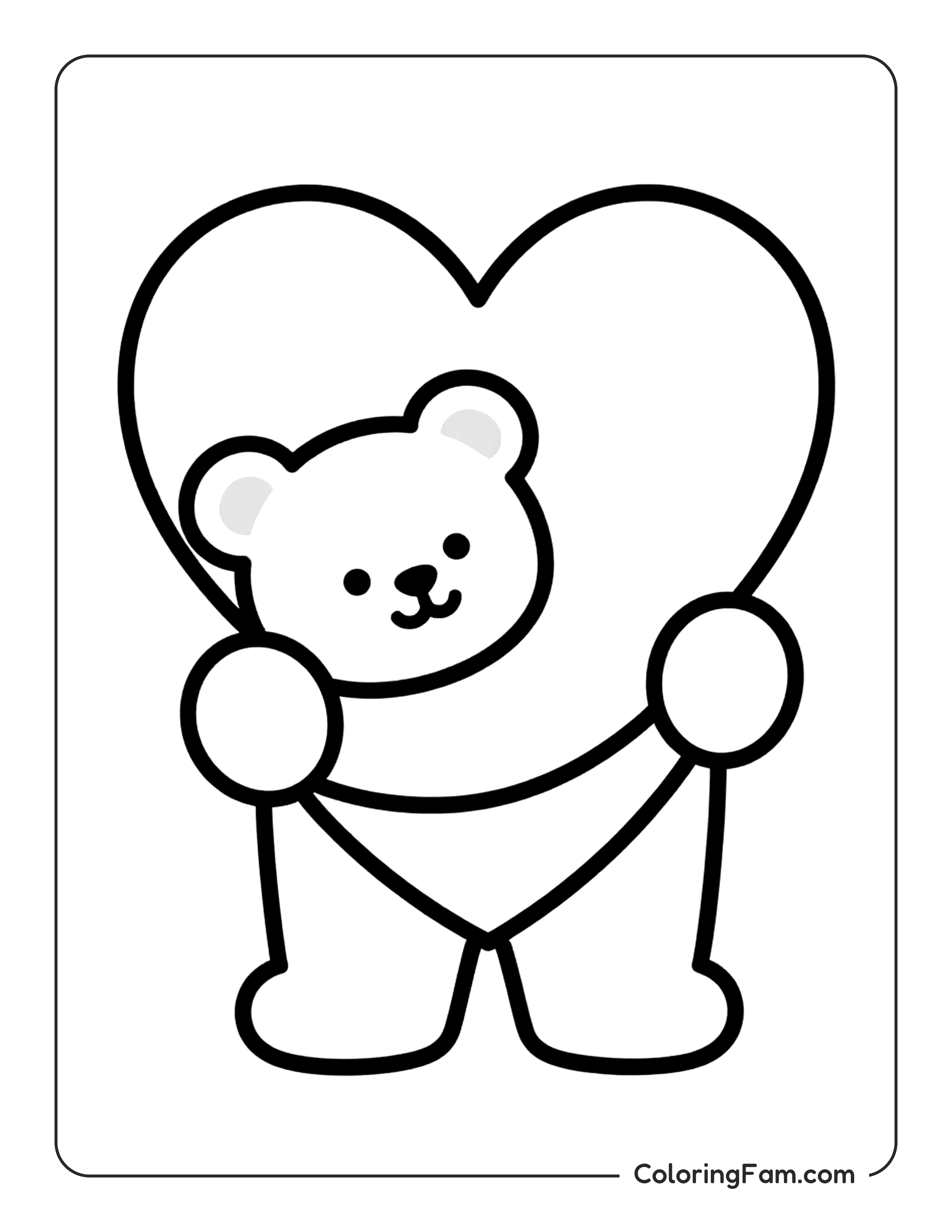 Heart Held By Bear coloring page