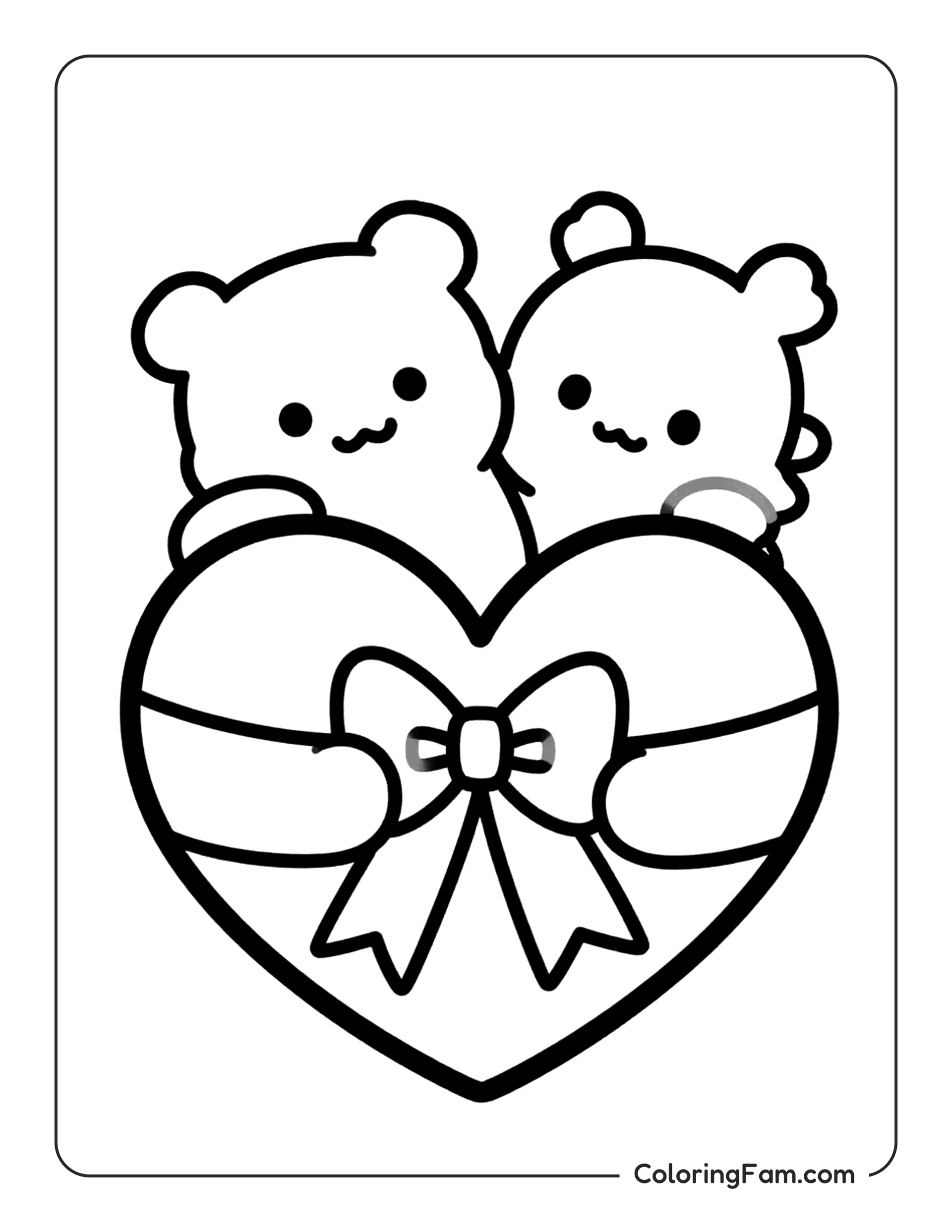 Heart Held By Bears coloring page