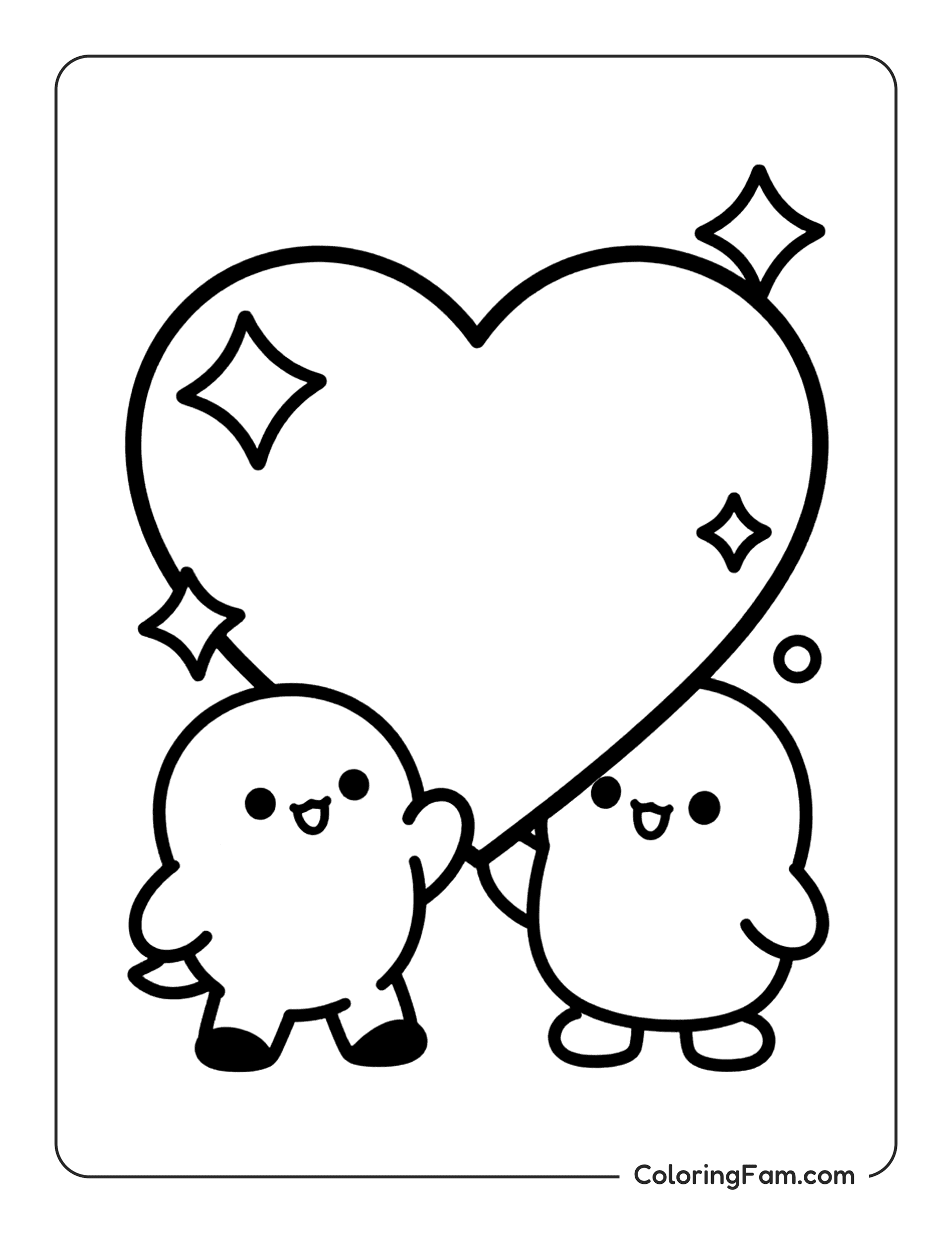 Heart Held By Blob coloring page