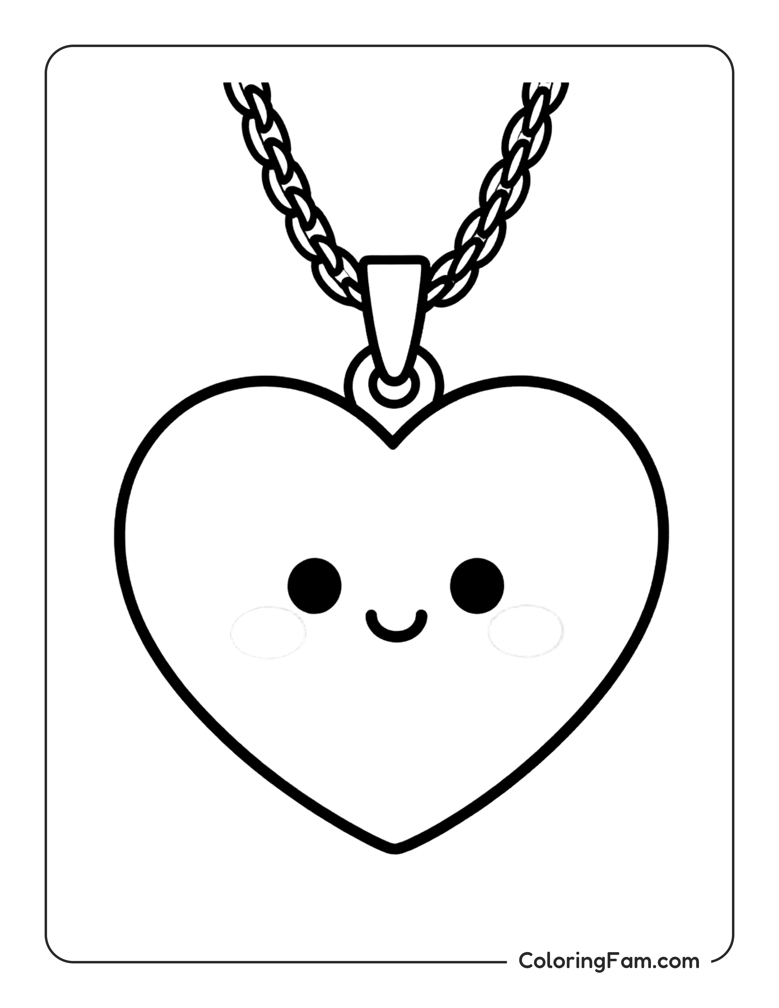 Heart Necklace With Face coloring page