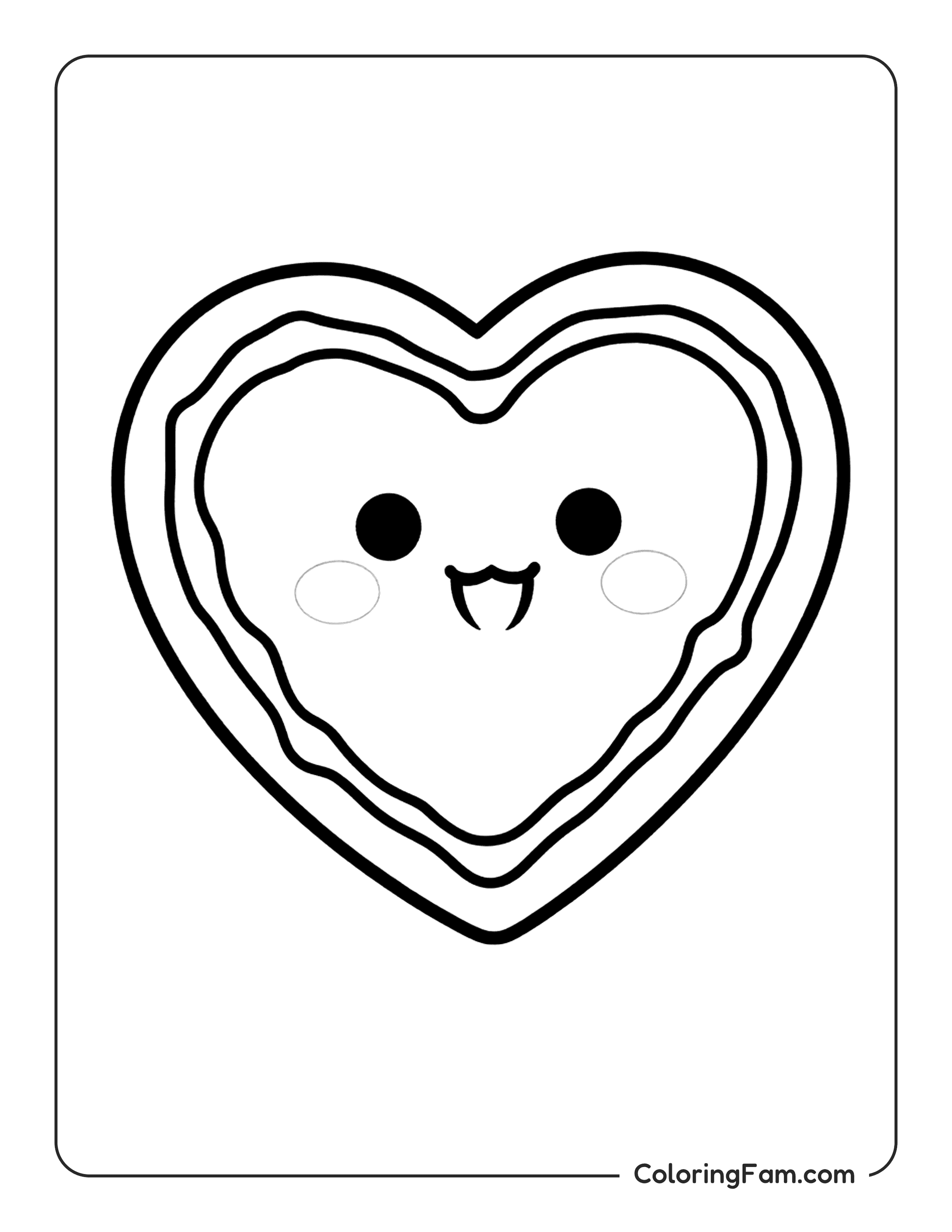 Heart With Face coloring page