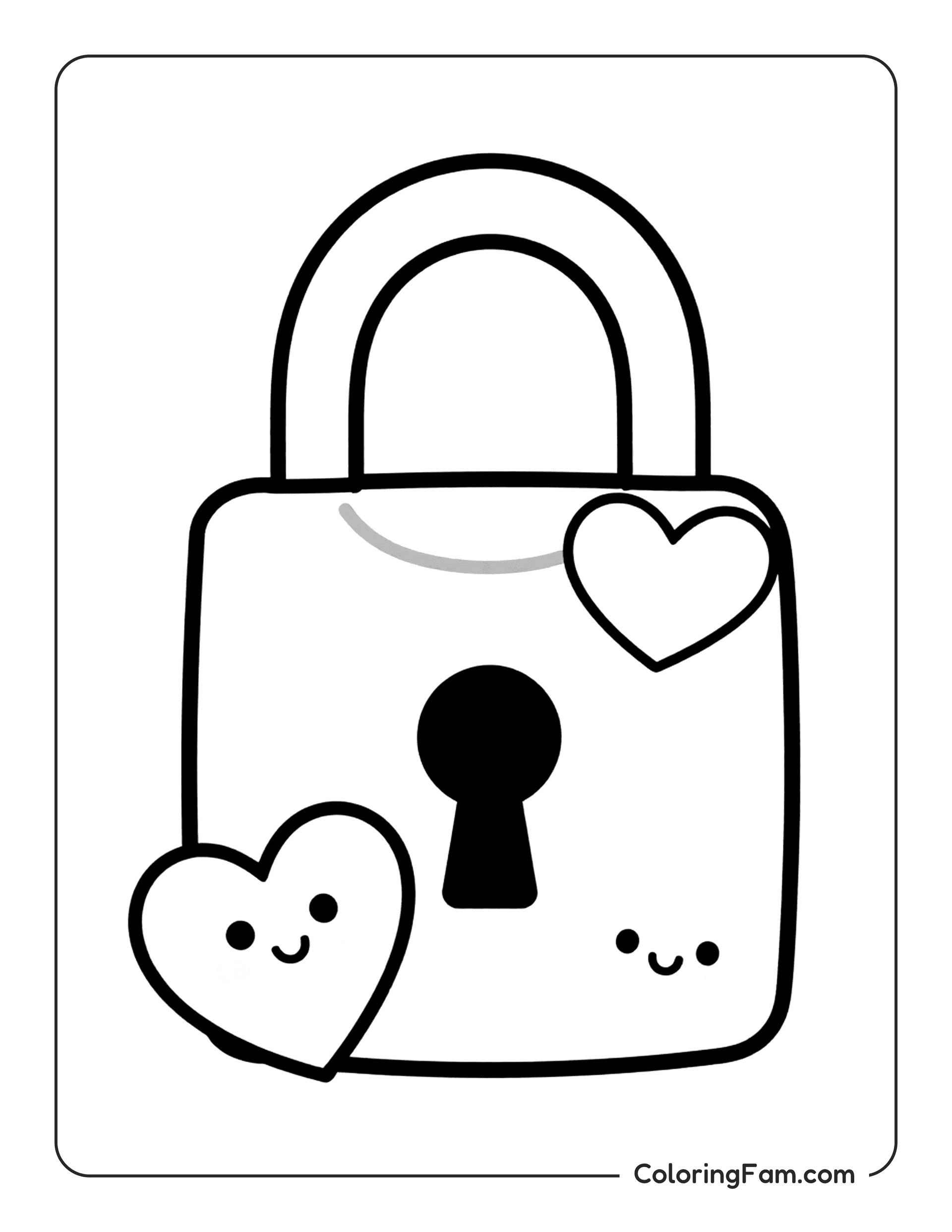 Lock With Hearts coloring page