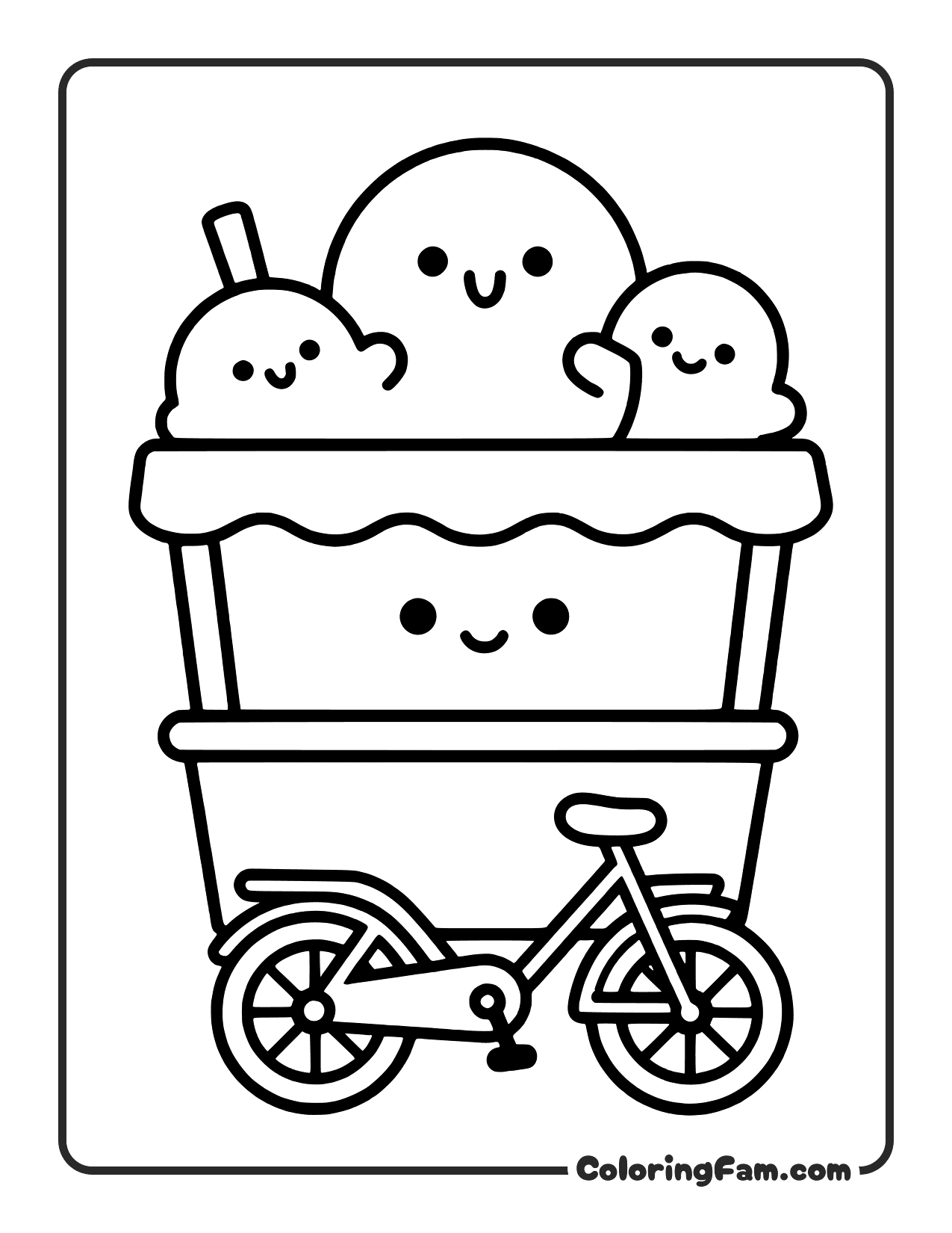 Ice Cream Bicycle Cart coloring page