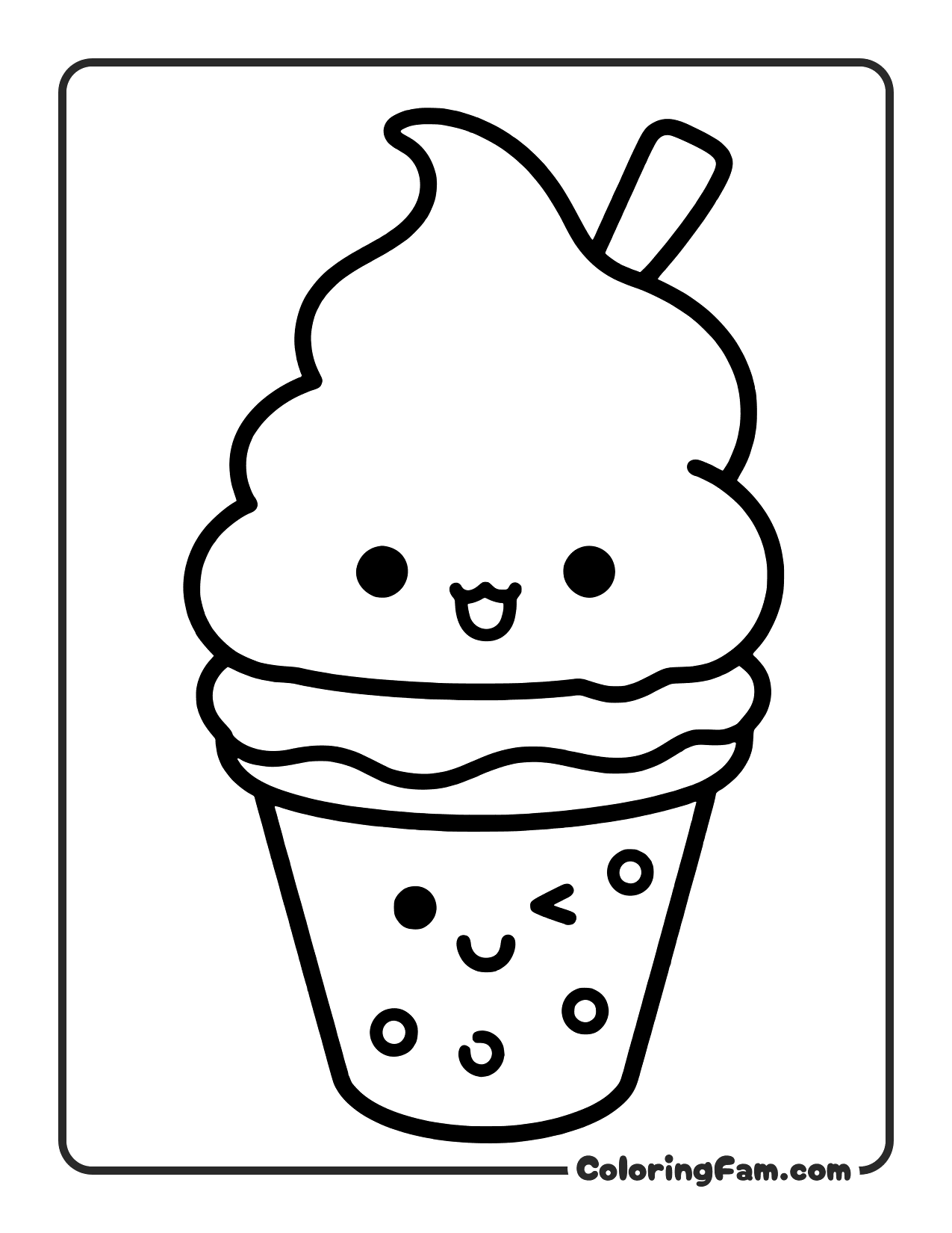 Boba Tea With Face coloring page