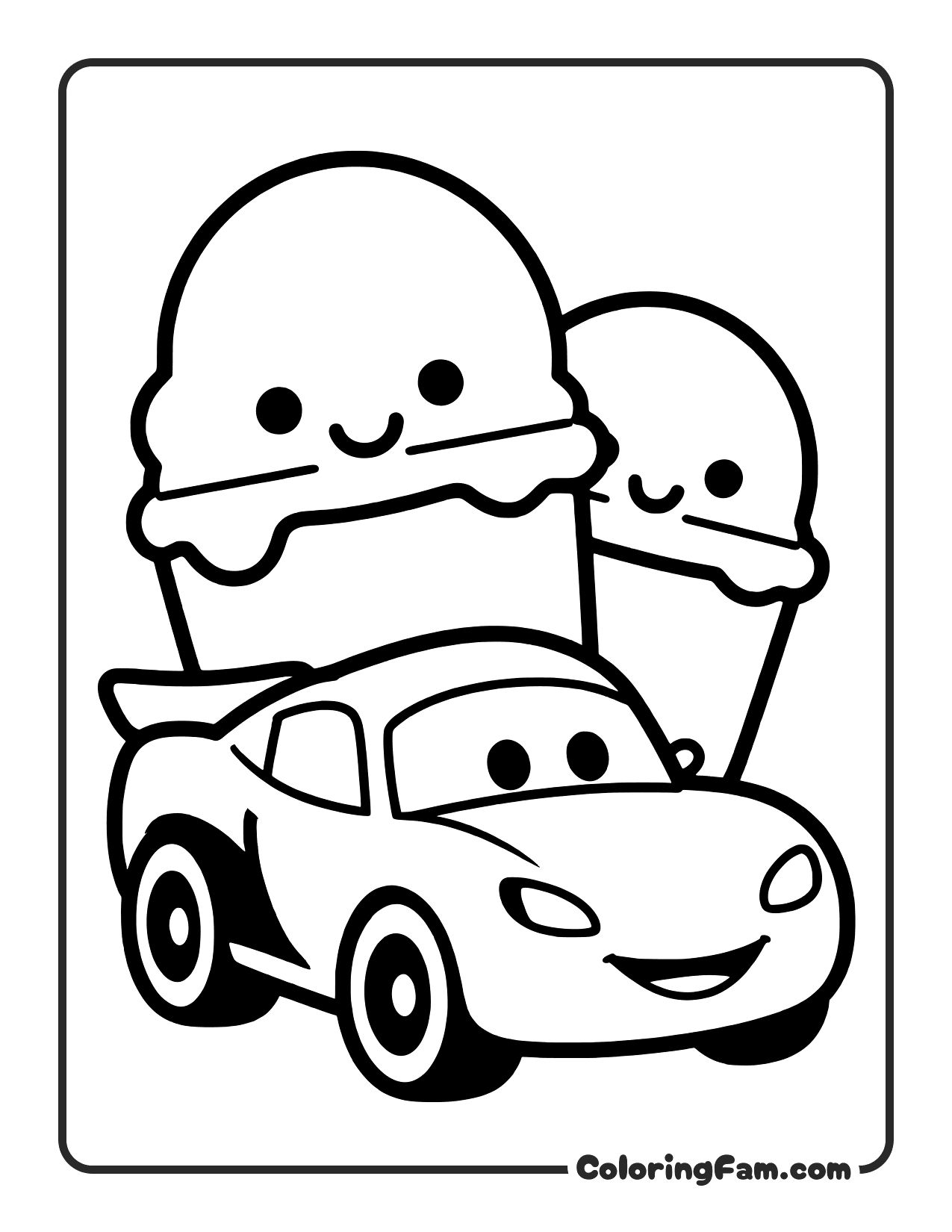 Car With Ice Cream coloring page