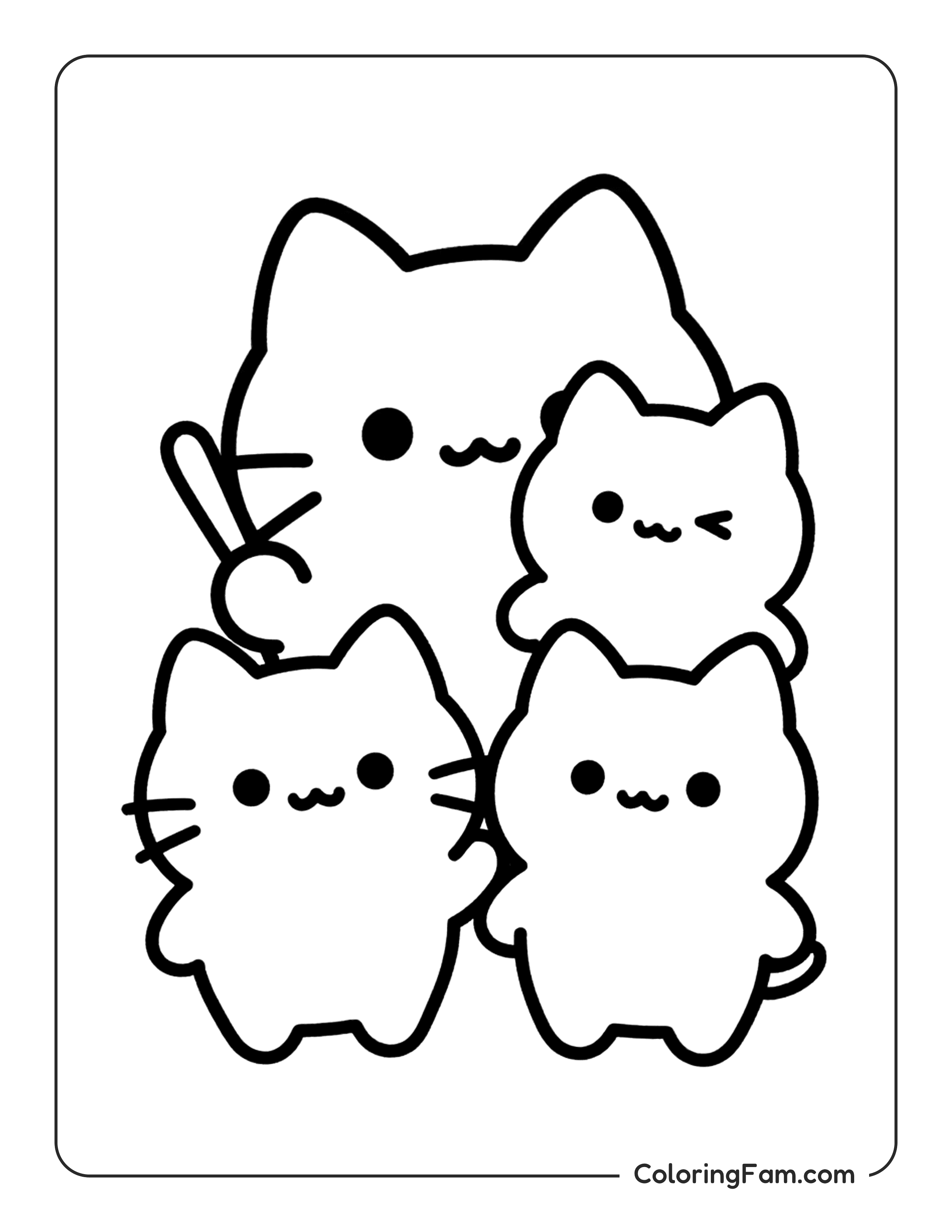 Cat Family Portrait coloring page