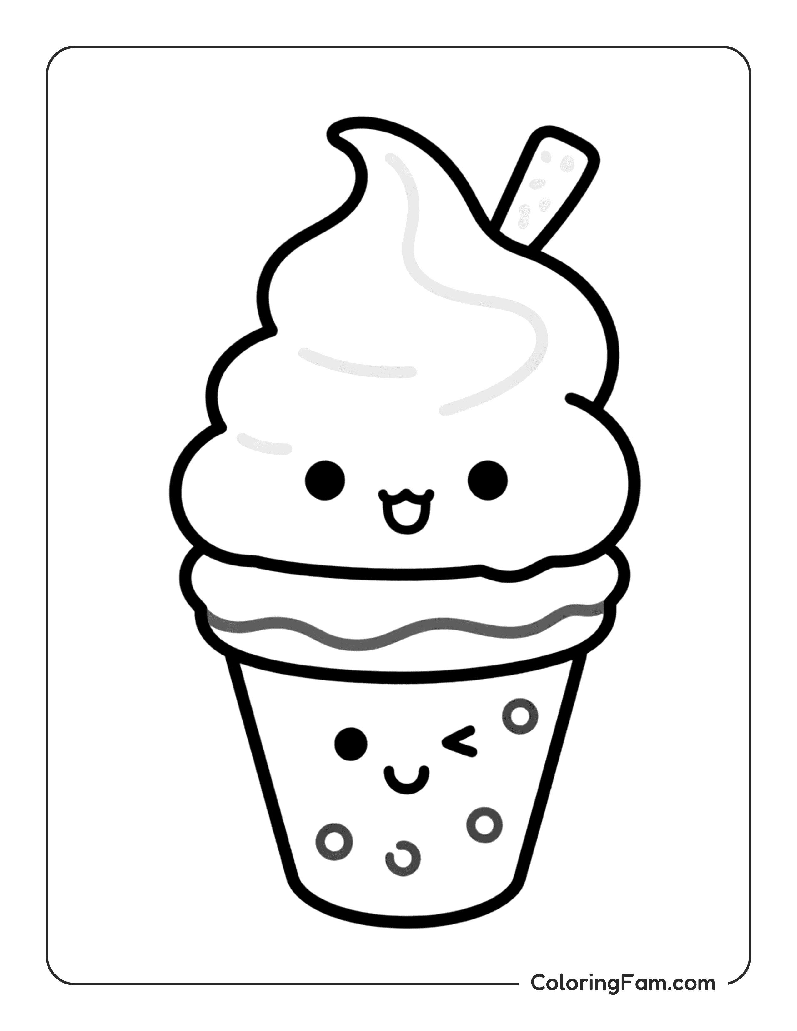 Ice Cream Boba Tea coloring page