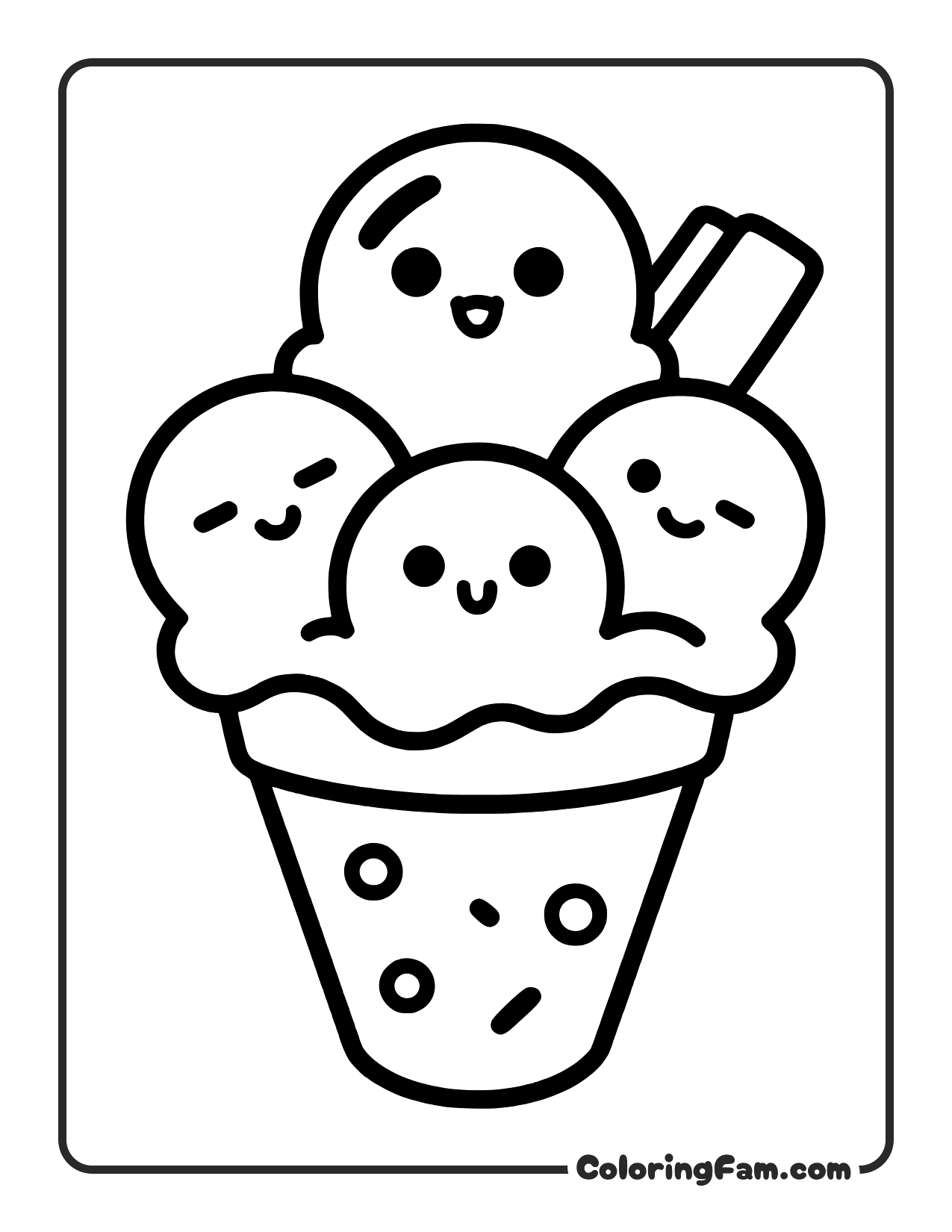 Ice Cream With Faces coloring page