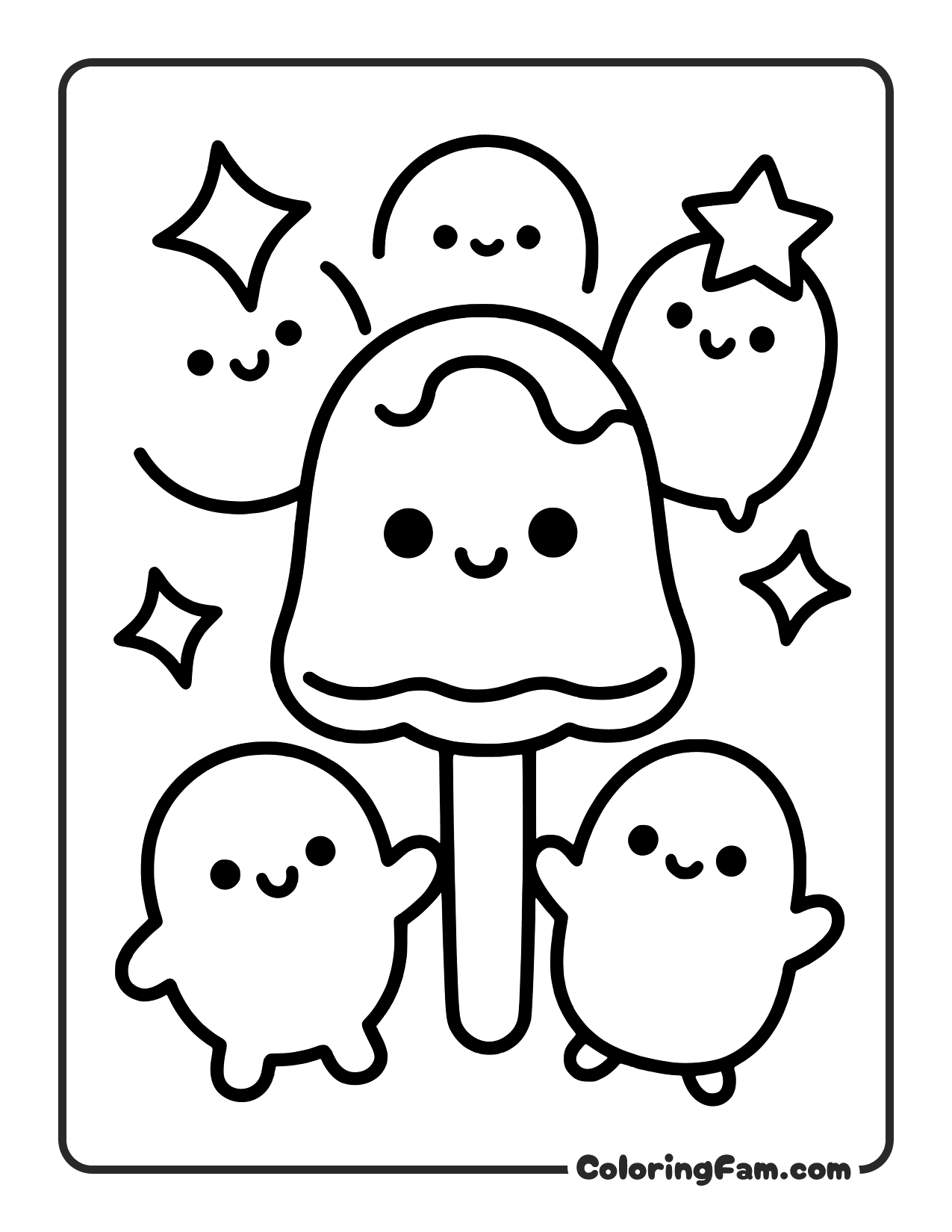 Mushroom With Ghosts coloring page
