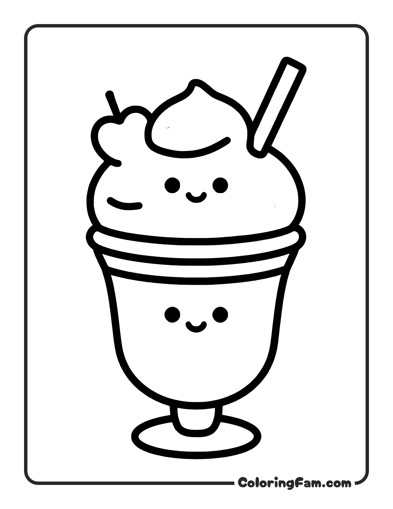Sundae With Faces coloring page
