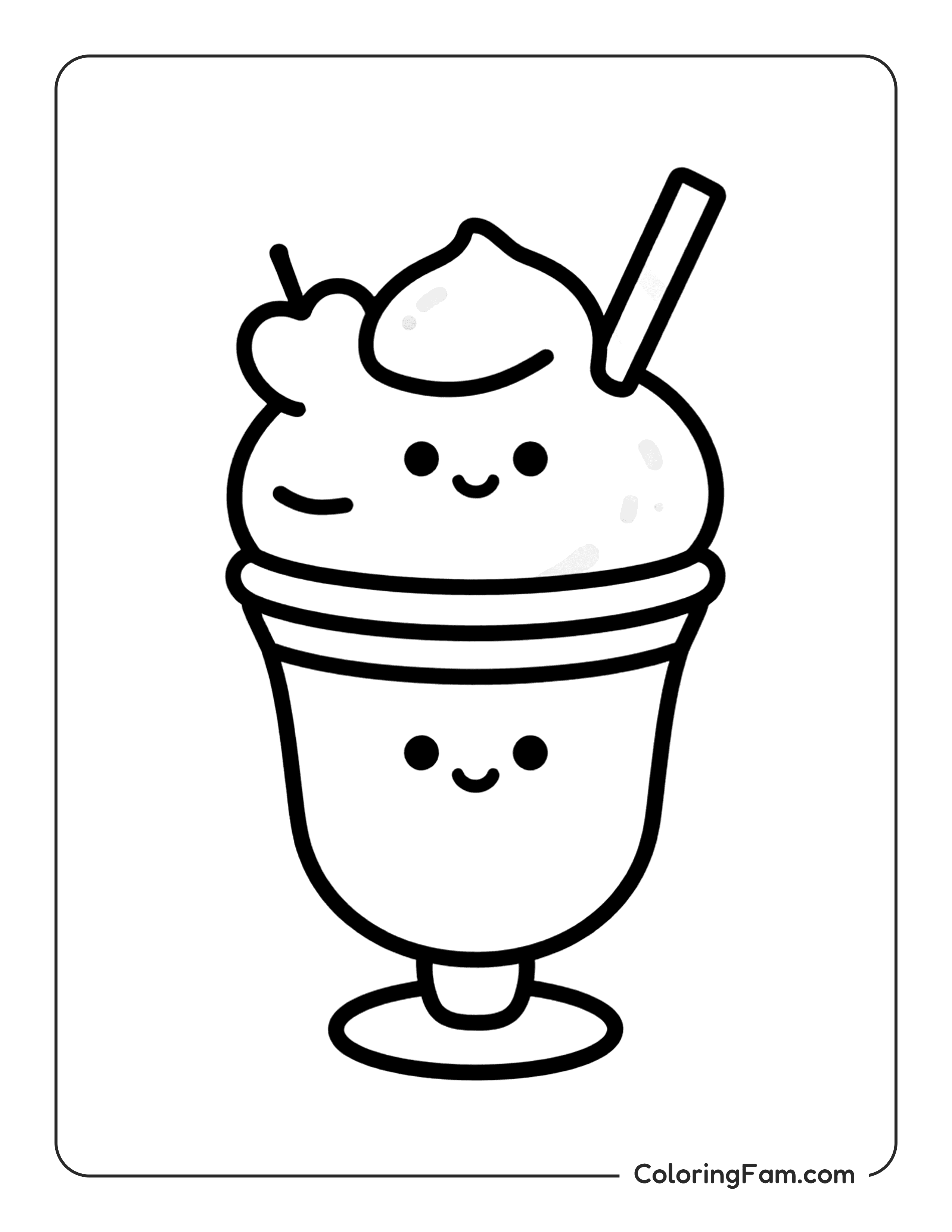 Sundae With Faces coloring page