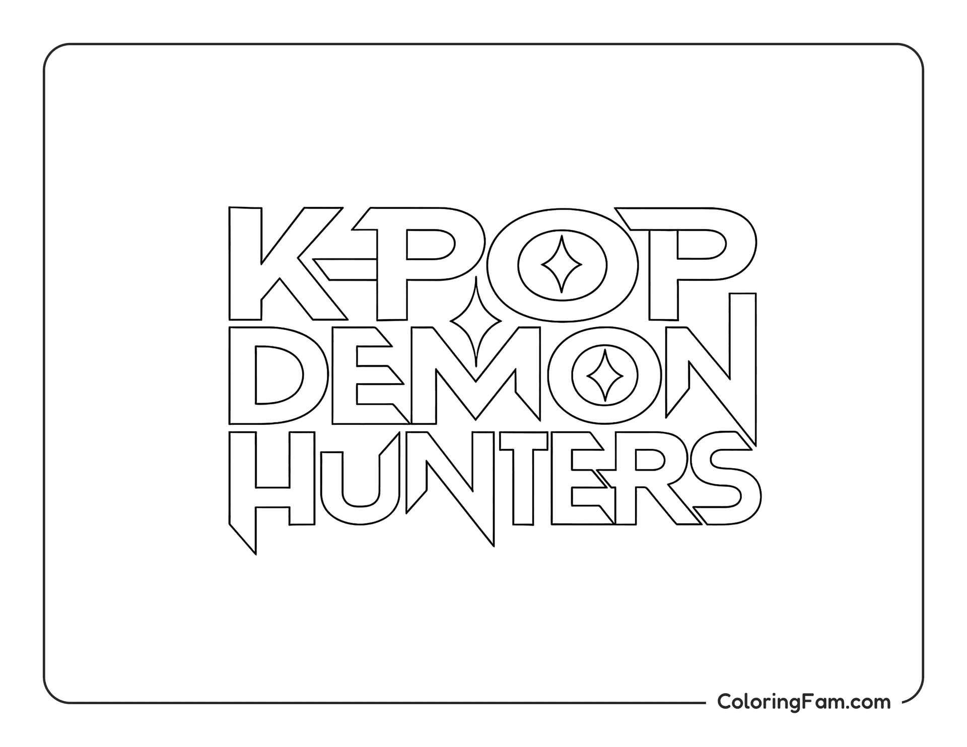 Kpop Demon Hunters title coloring page