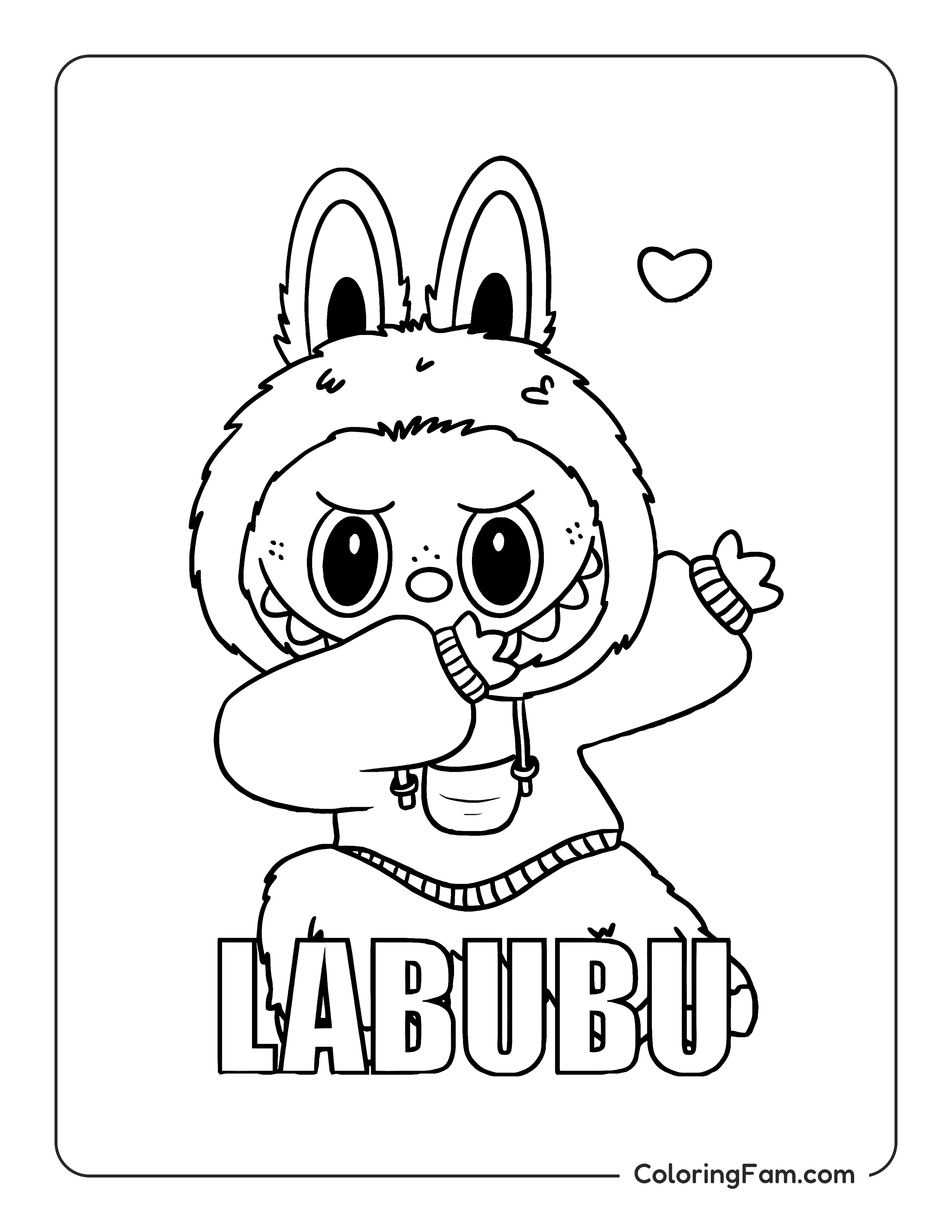 Labubu doing a dab dance coloring page