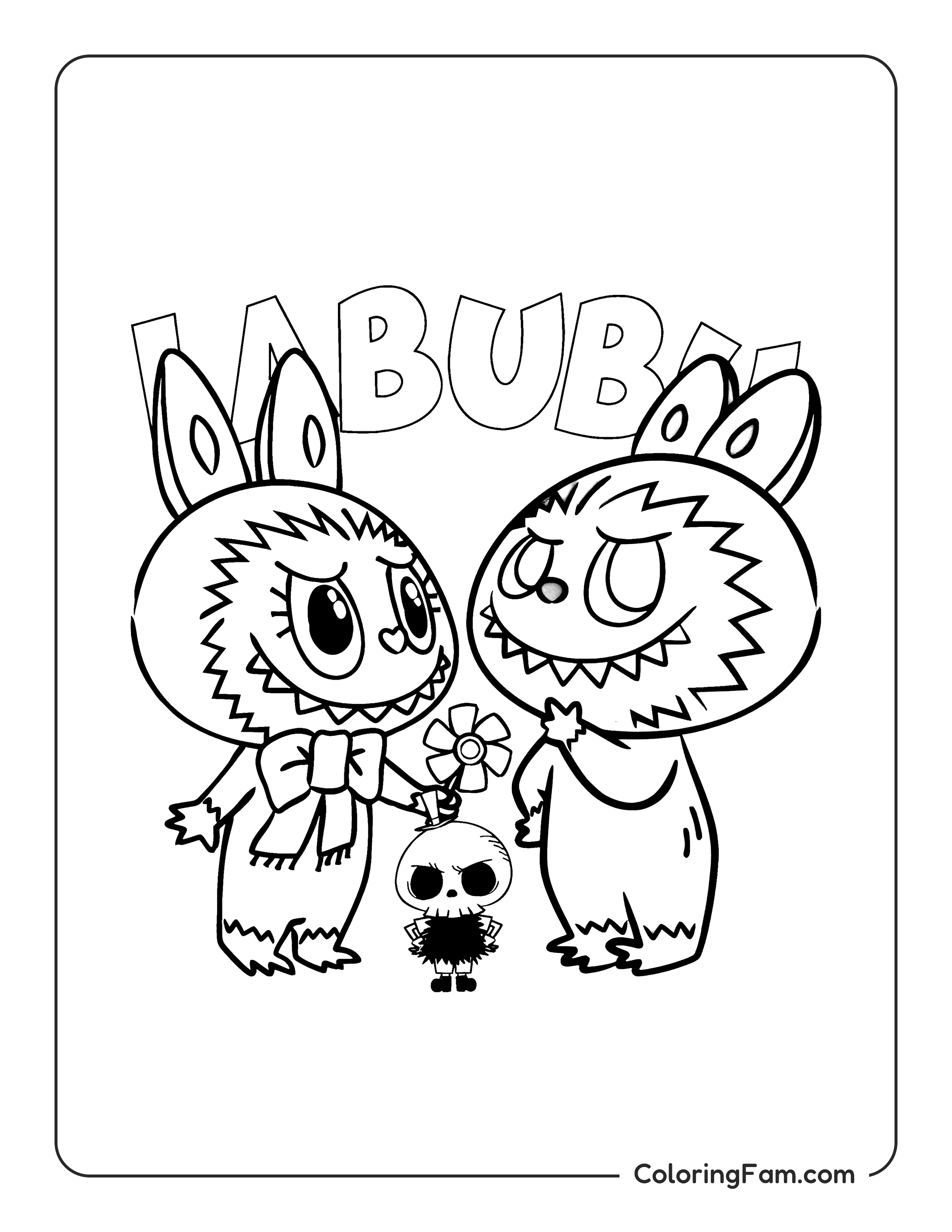 Labubu and friends coloring page