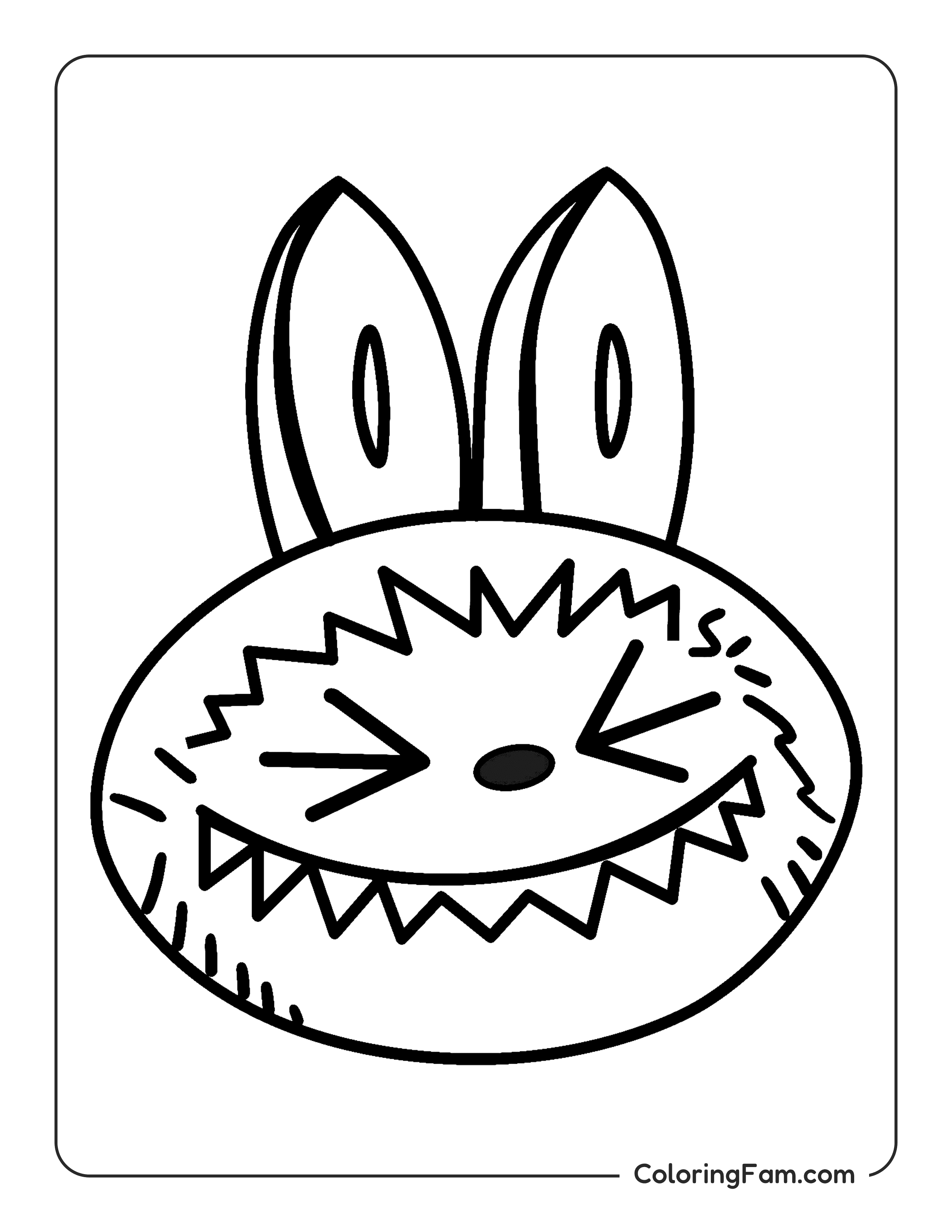 Labubu with a happy face coloring page