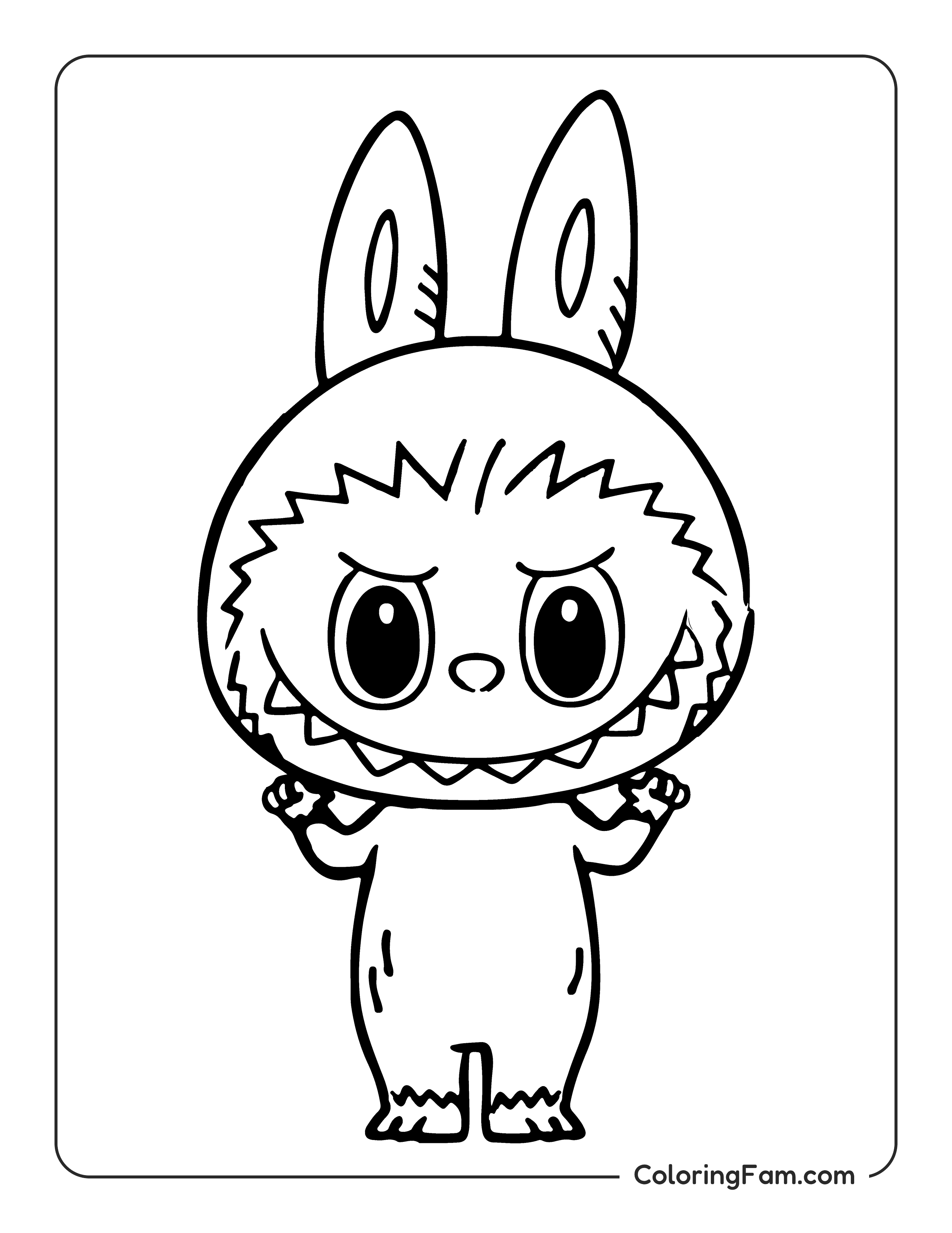 Labubu making a cute face coloring page
