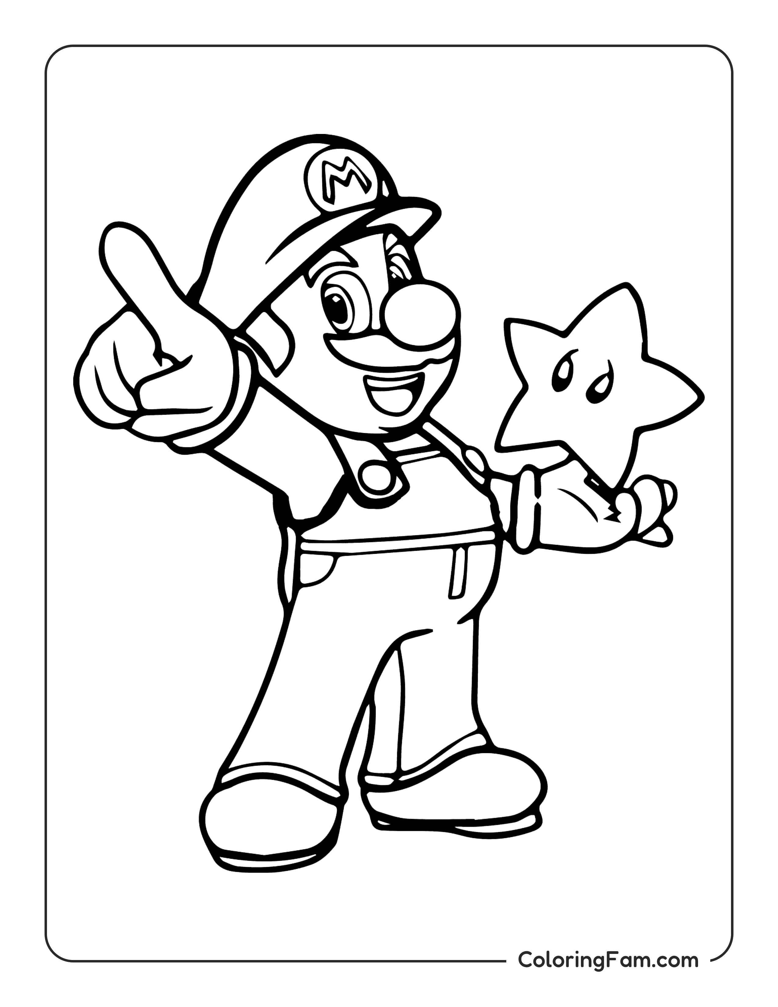 Mario holding Luma coloring page