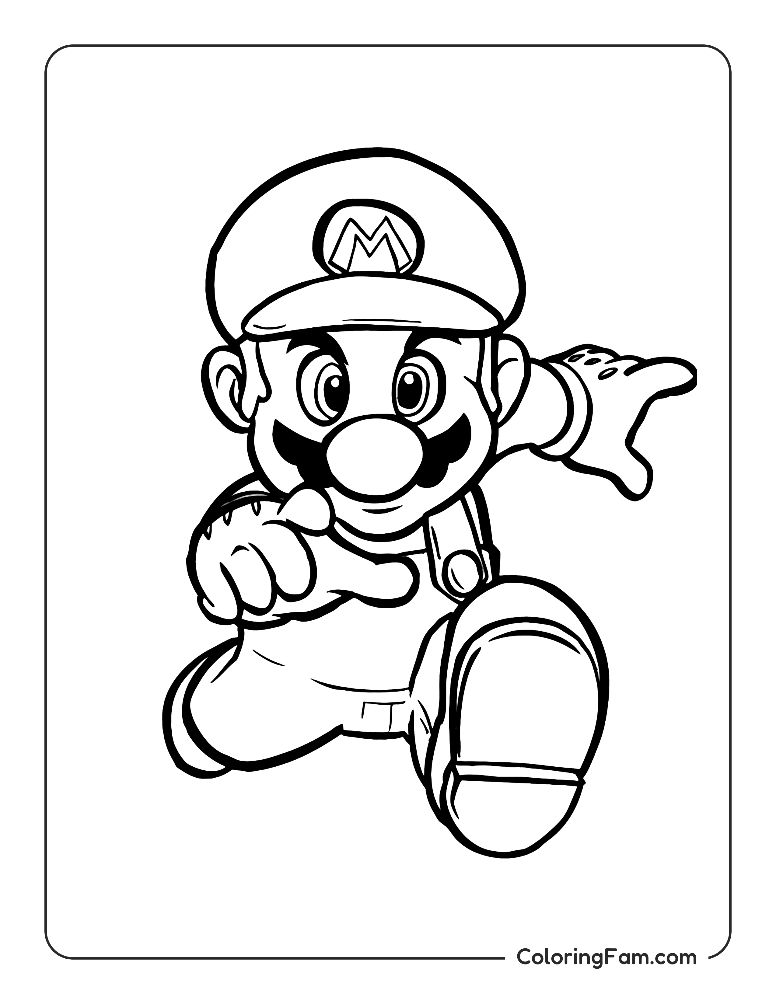 Mario running forward coloring page