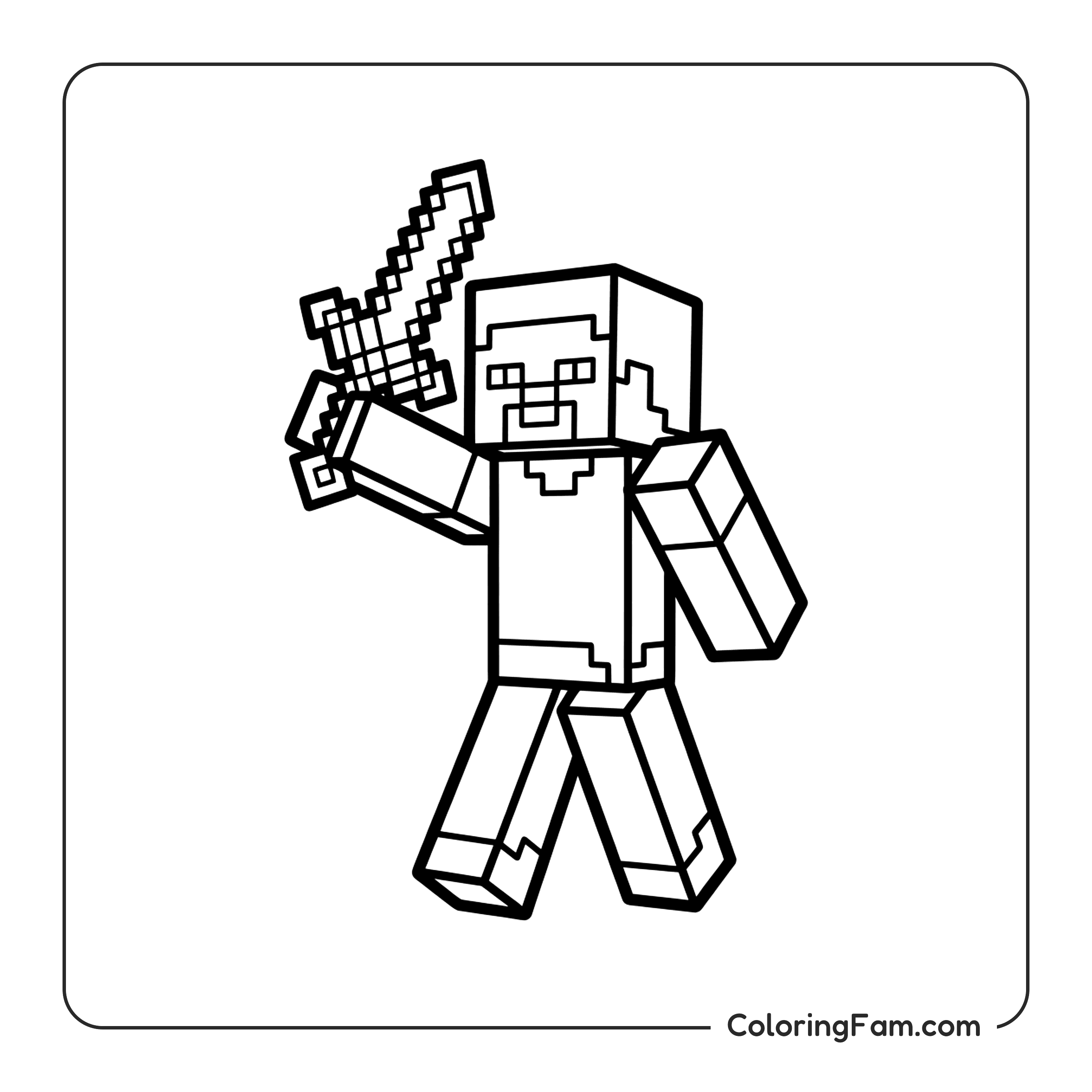 Minecraft Steve With Diamond Sword coloring page