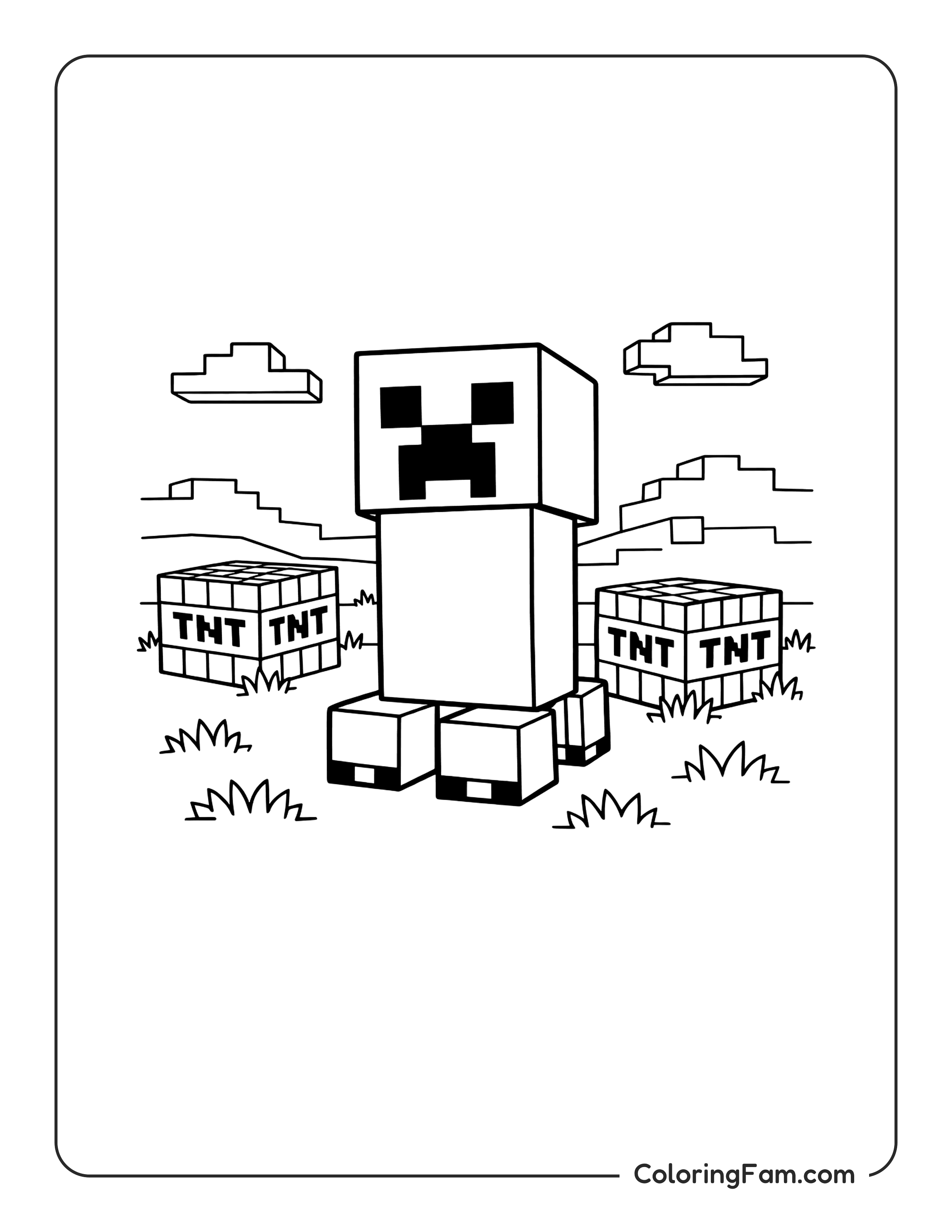 Creeper With Tnt Boxes coloring page