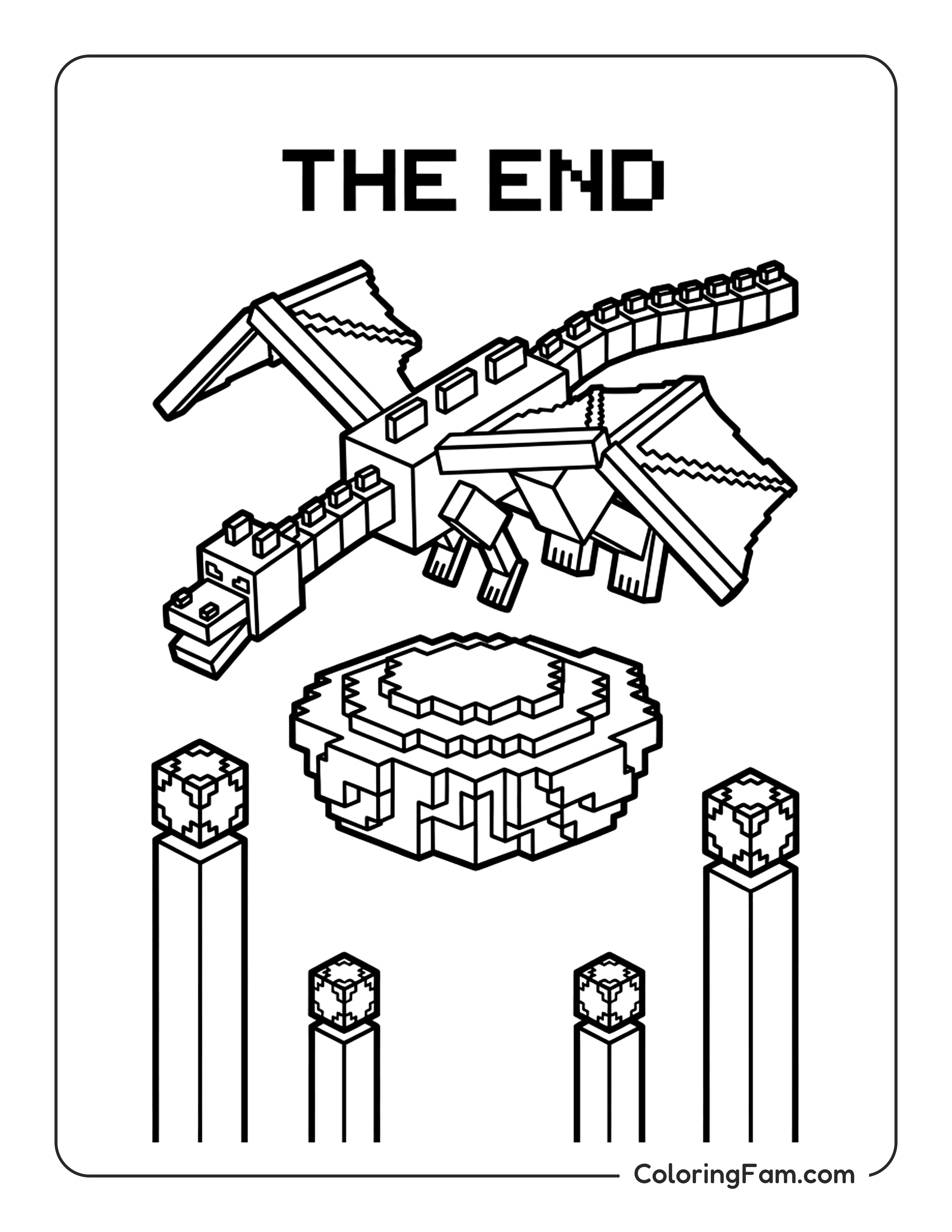 Ender Dragon Over Portal coloring page