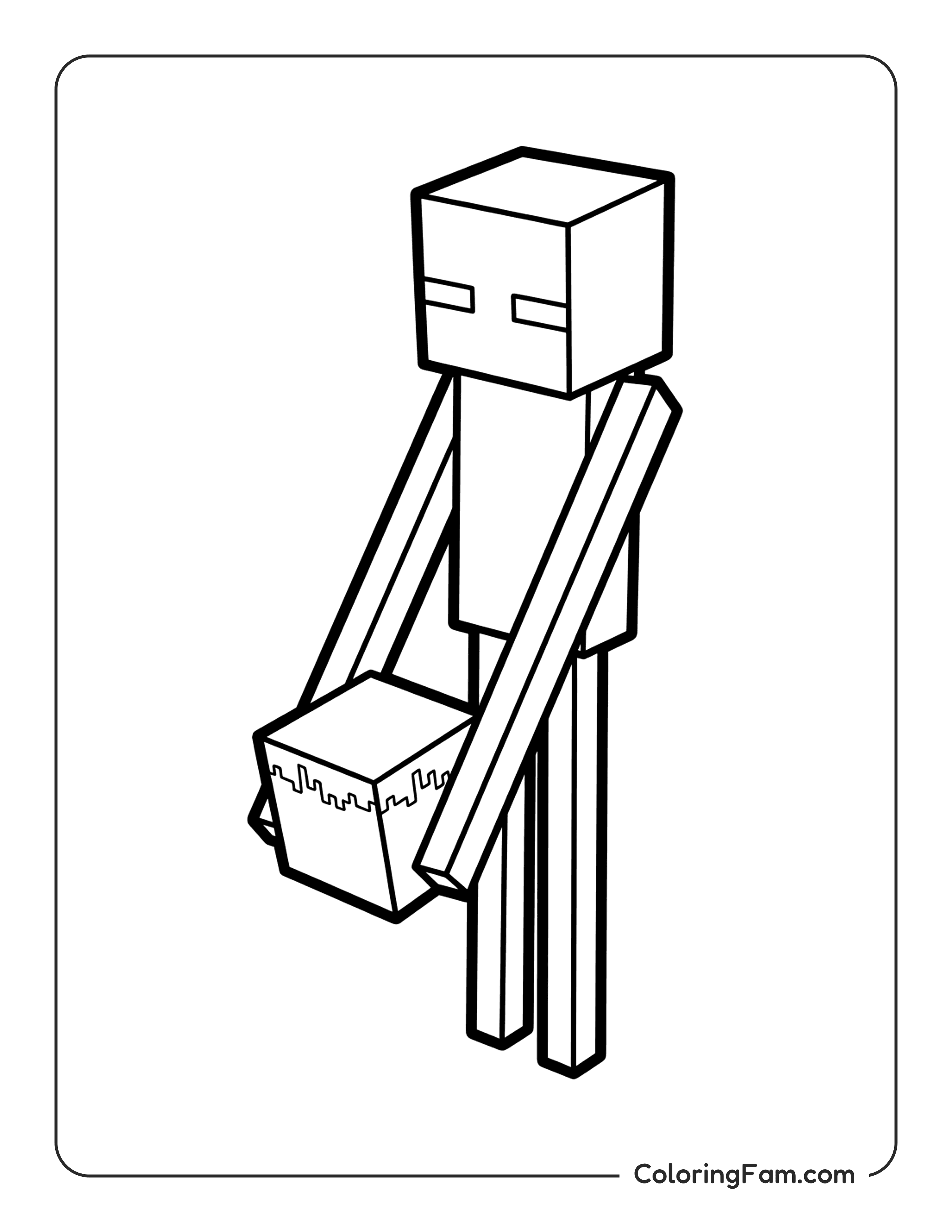 Enderman Holding A Grass Block coloring page
