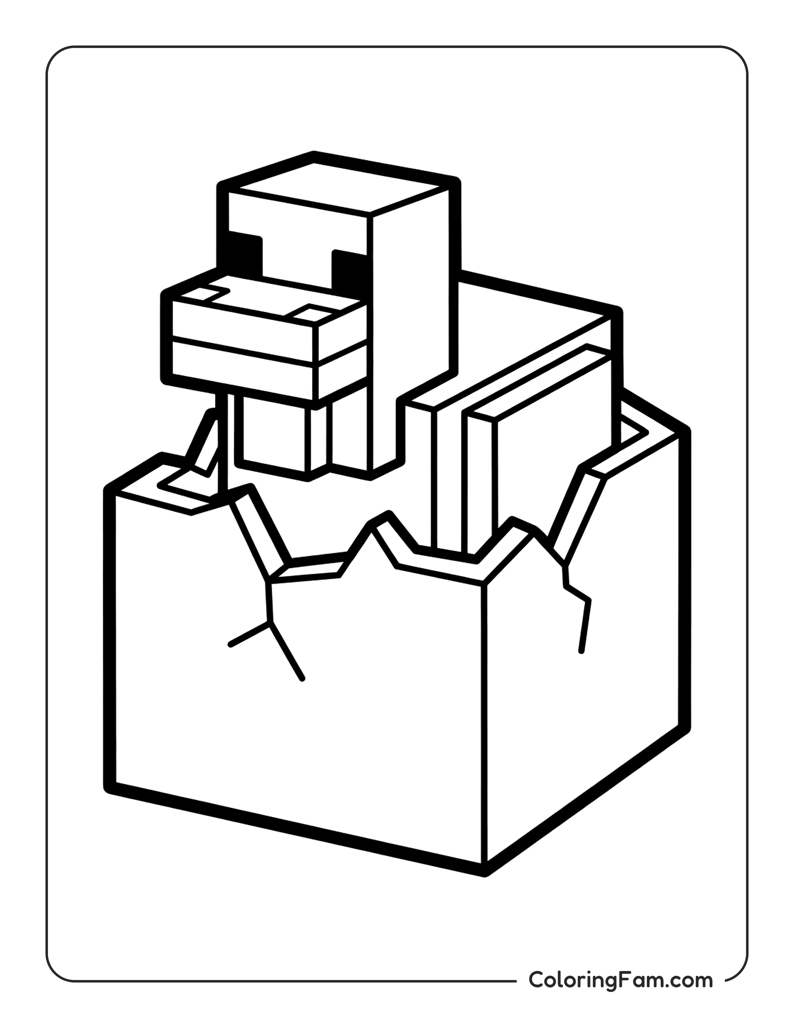 Minecraft Chicken Hatching From An Egg coloring page