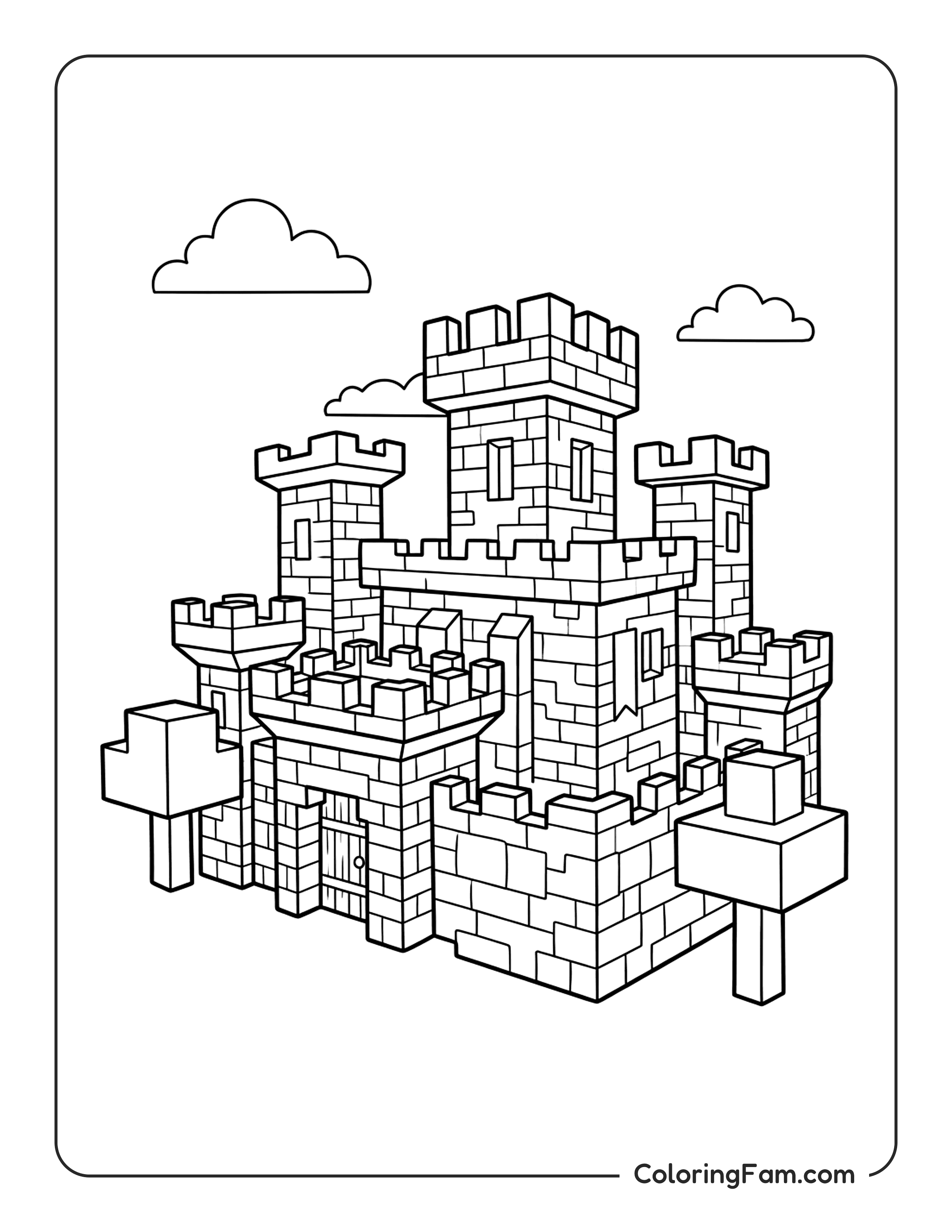 Castle With Clouds coloring page