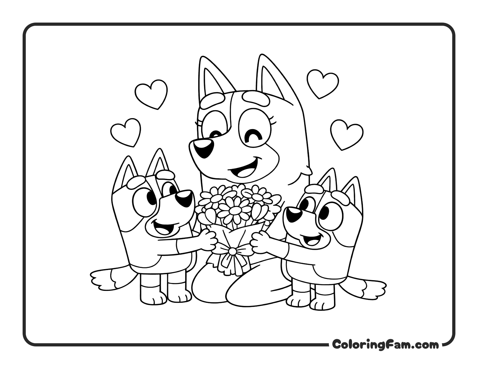 Bluey Mother's Day coloring page