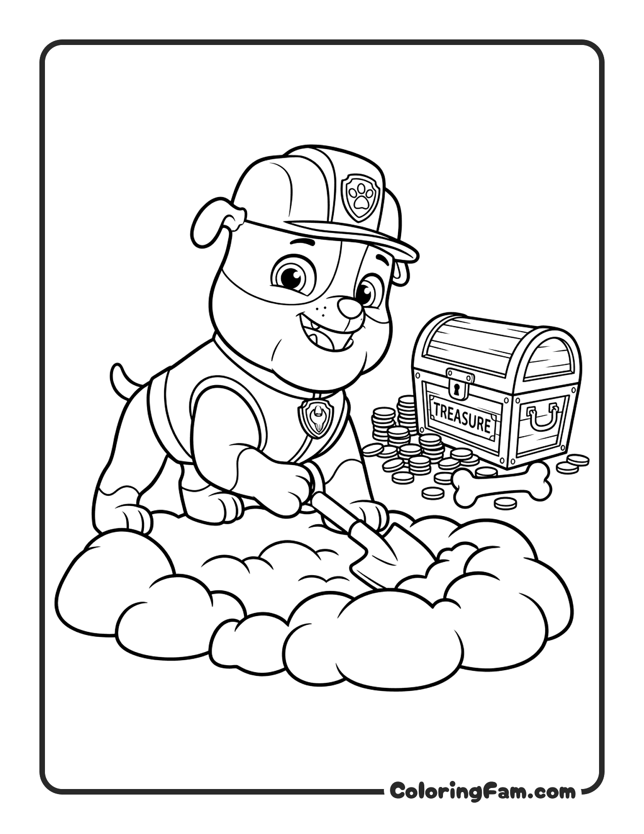 Rubble Digging For Buried Treasure coloring page