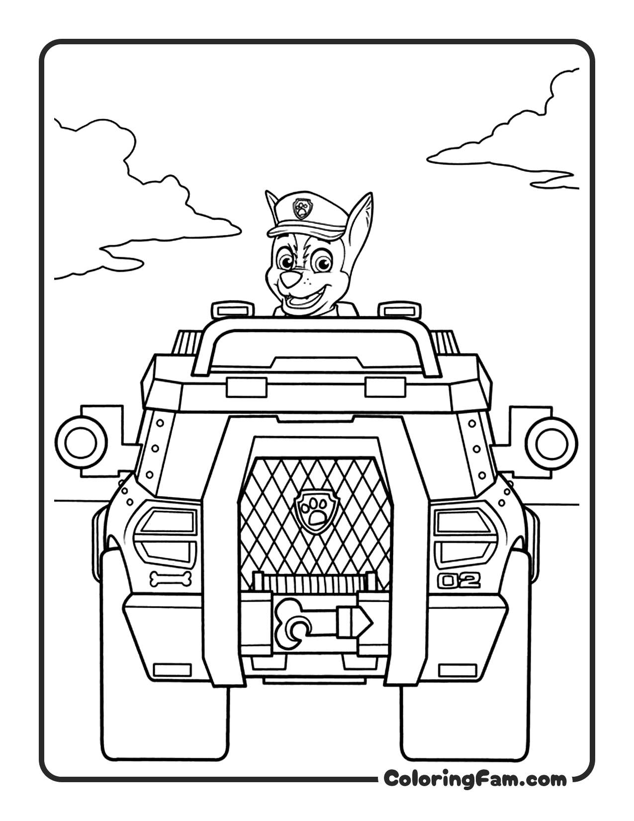 Chase Police Truck coloring page