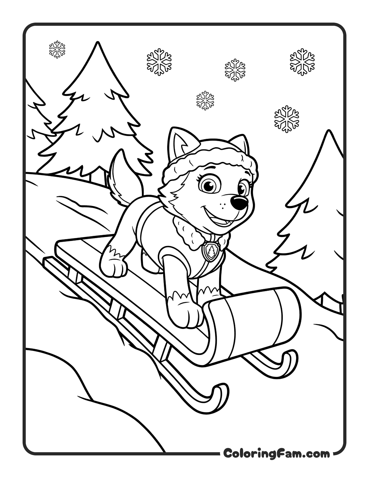 Everest On Sled coloring page