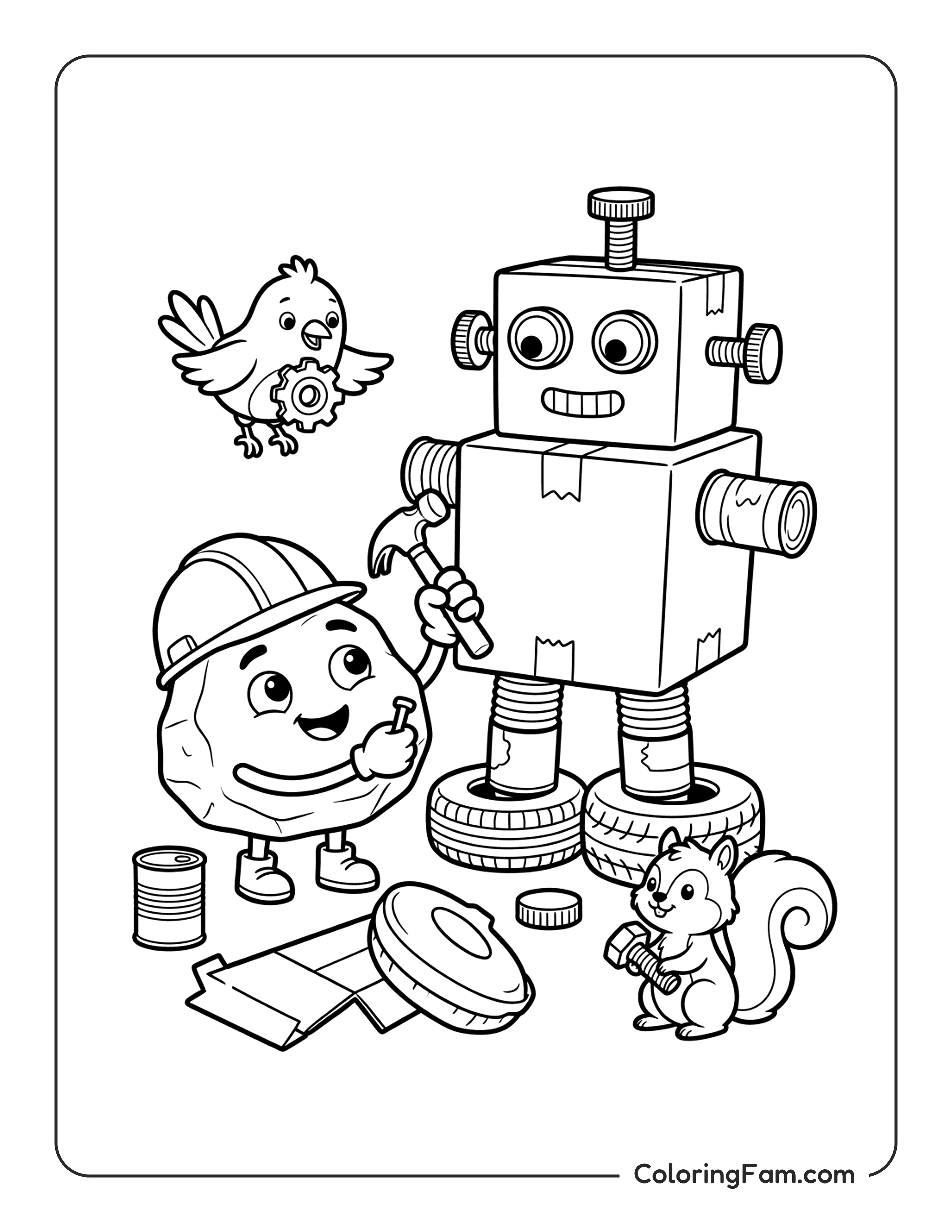Rock Building Robot coloring page