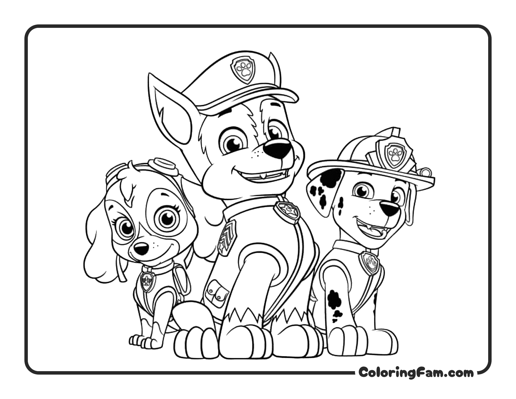 Team Pups Playing coloring page