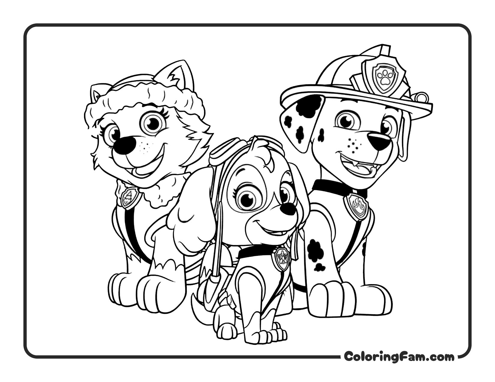 Team Pups Together coloring page