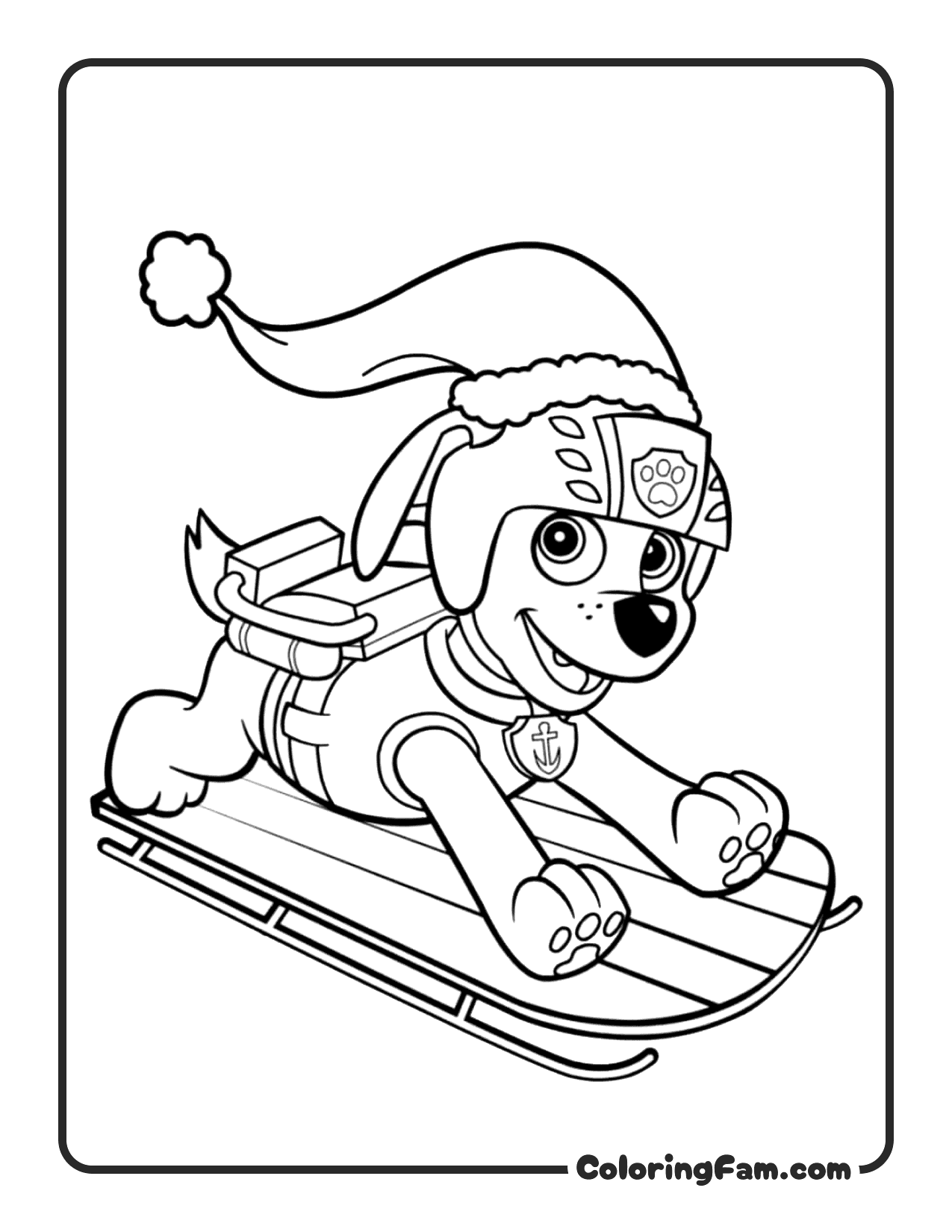 Zuma Christmas Sled coloring page