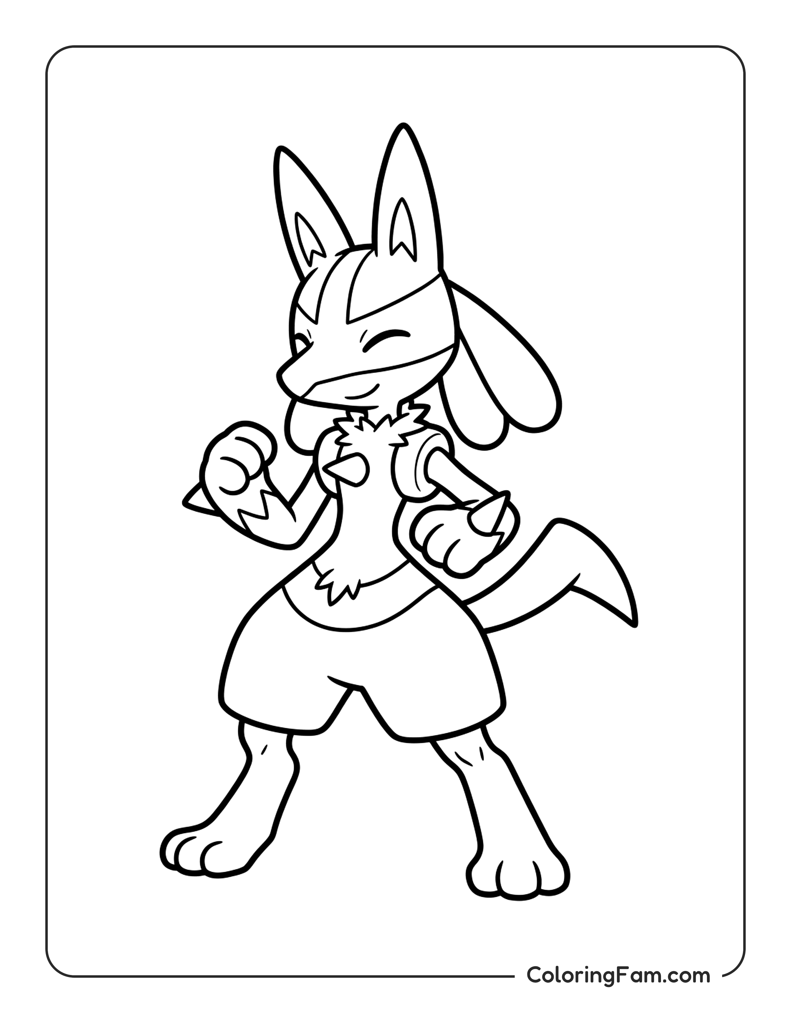 Lucario Standing In A Fighting Pose coloring page