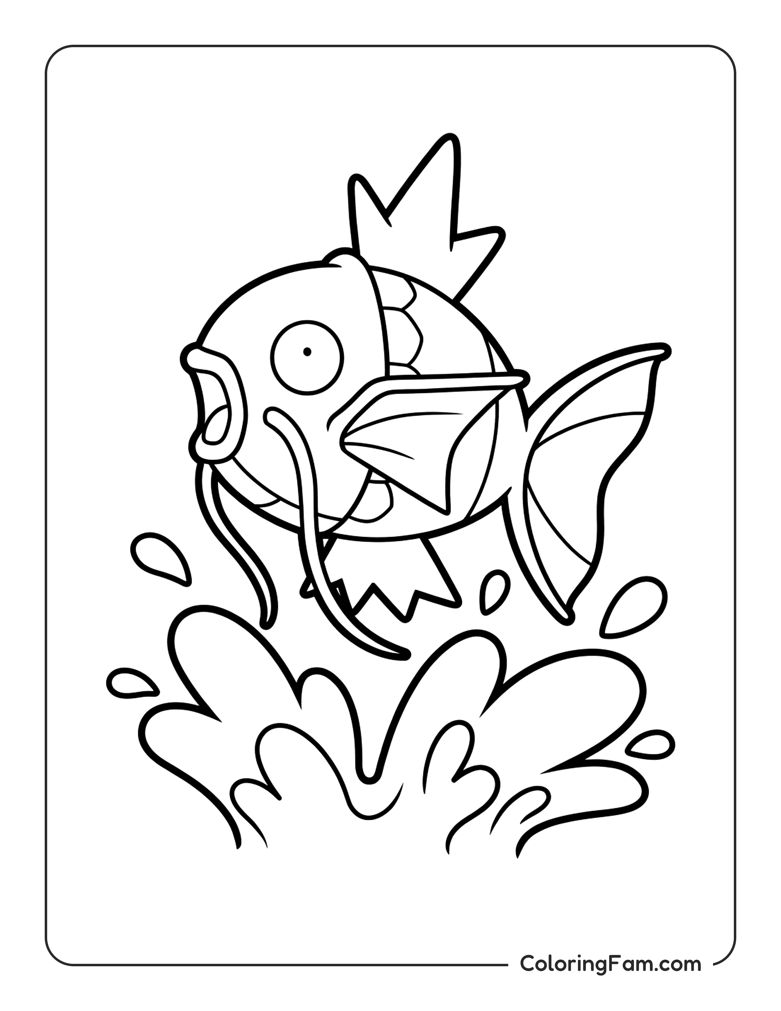Magikarp Splashing Out Of Water coloring page